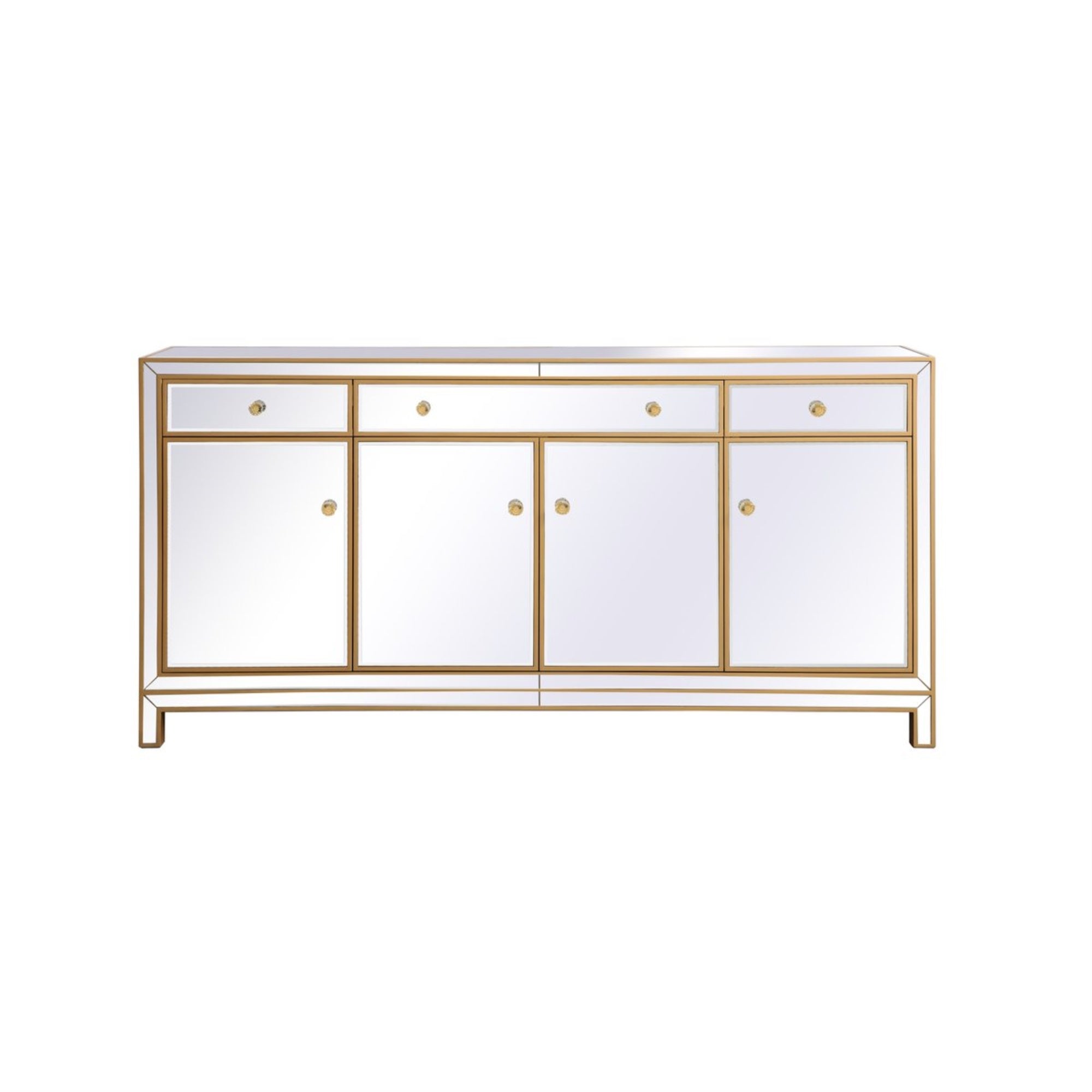 Reflexion 72 In. Mirrored Credenza In Gold