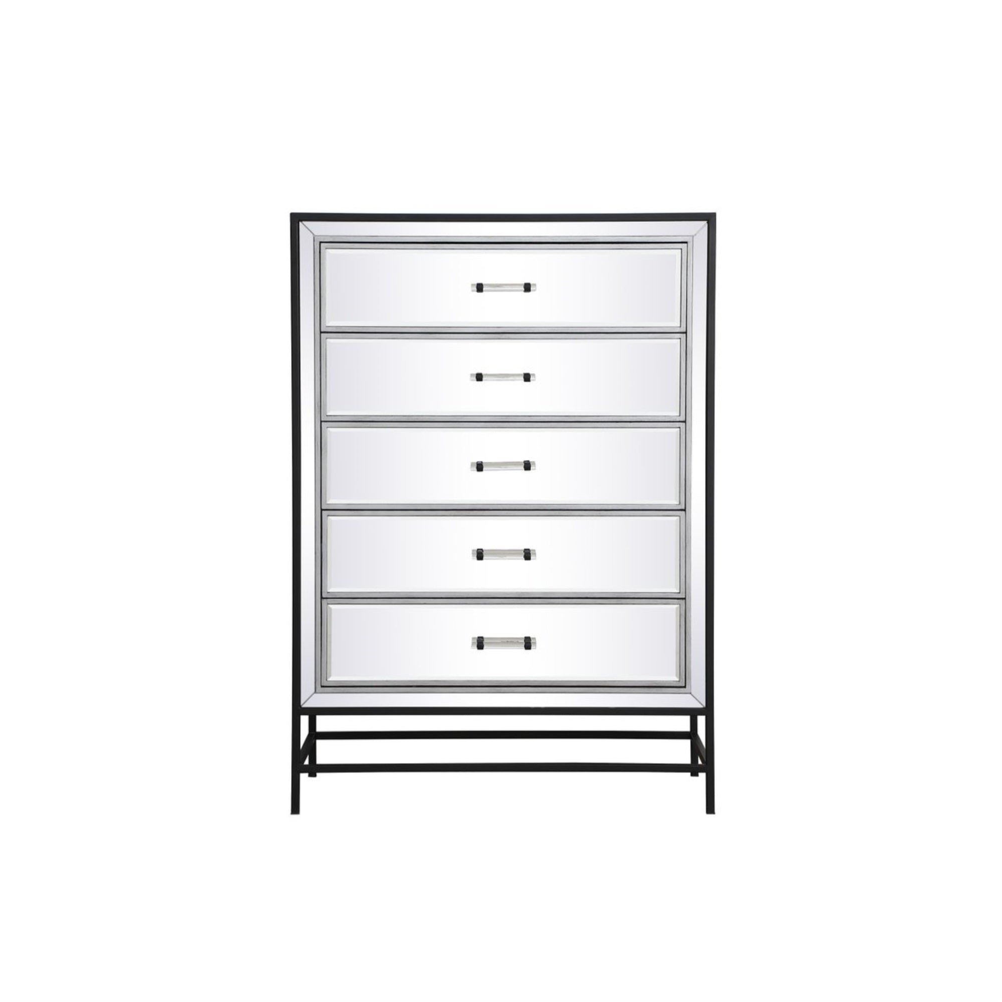 48 Inch Mirrored 6 Drawers Chest In Black
