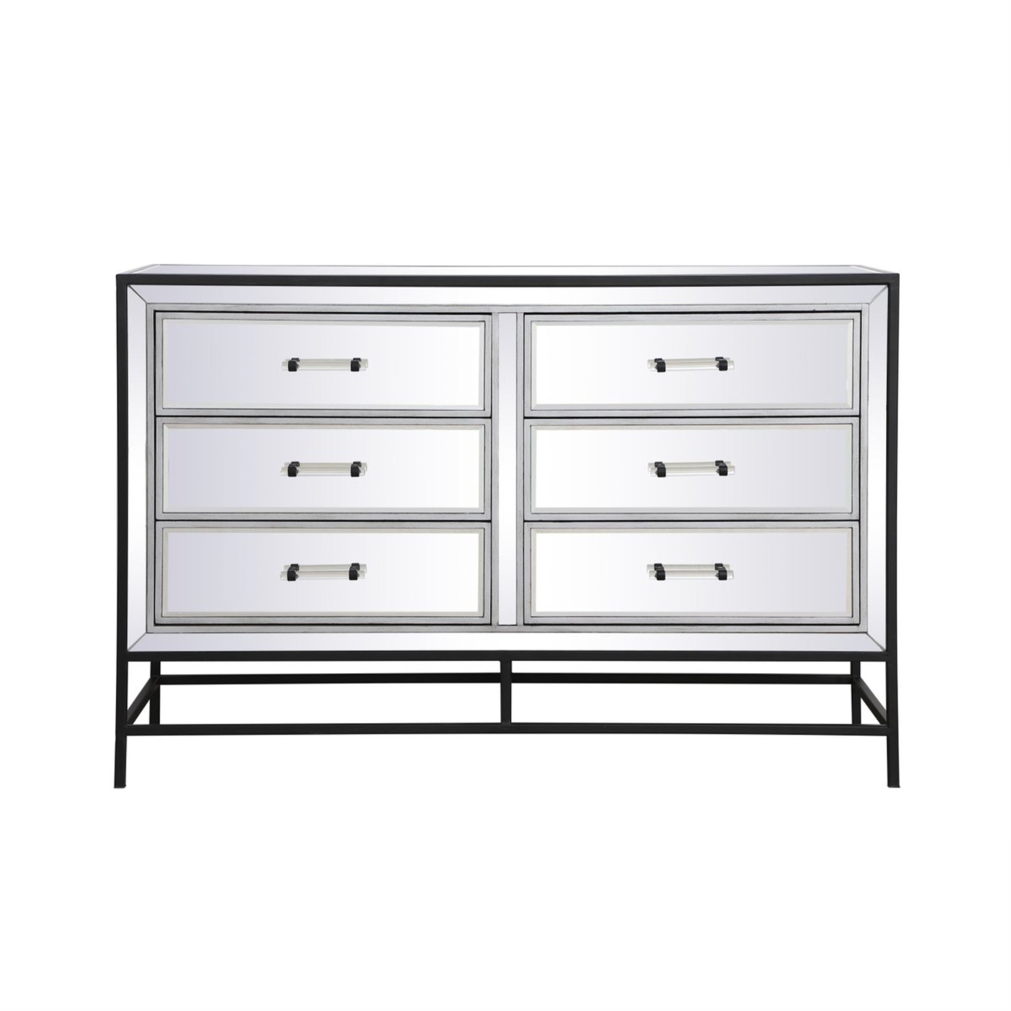 34 Inch Mirrored 5 Drawers Chest In Black