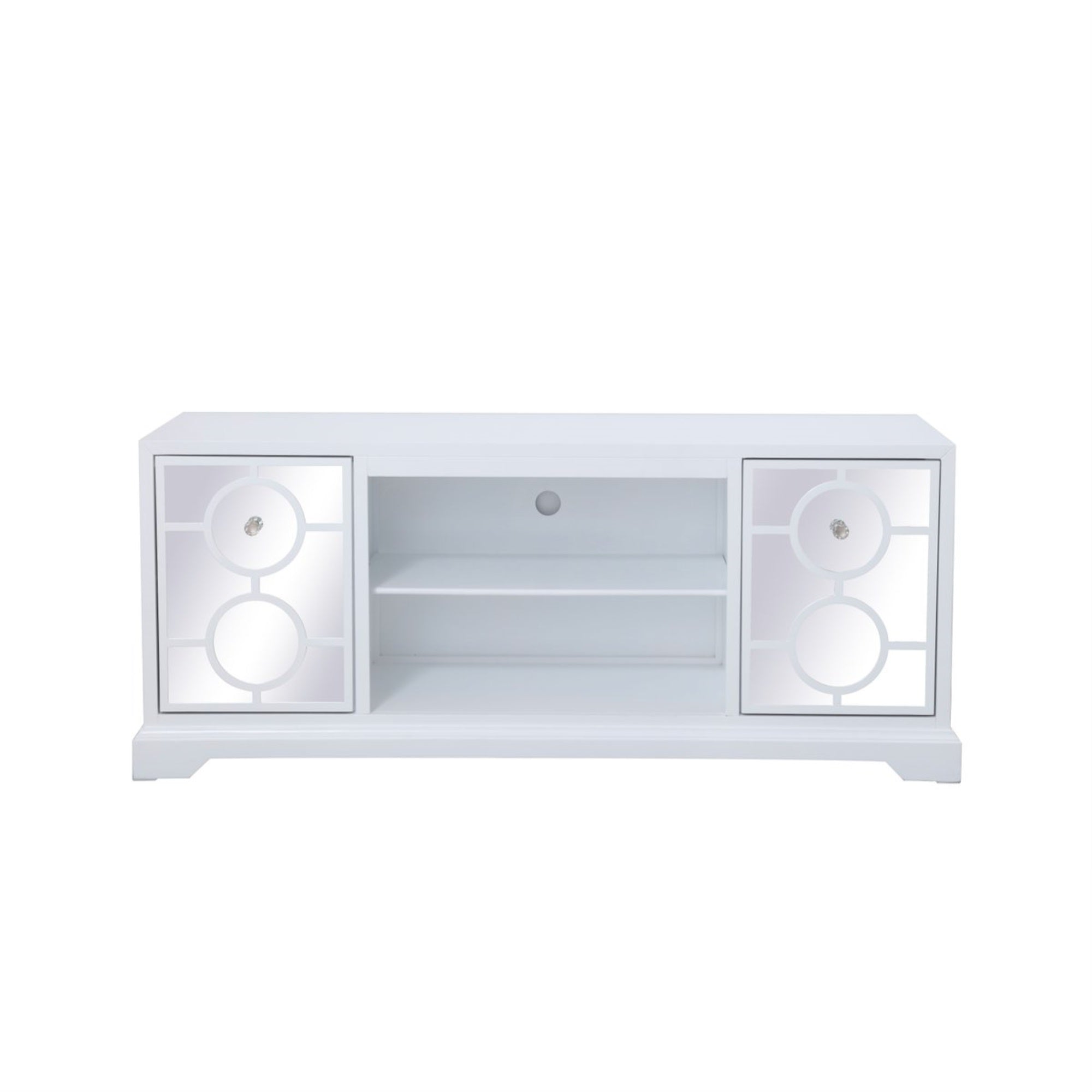 60 In. Mirrored Tv Stand In White
