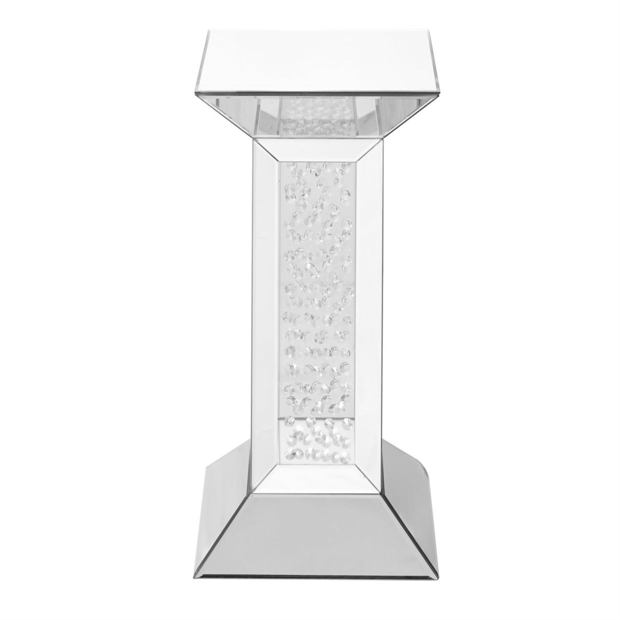 12 Inch Crystal End Table In Clear Mirror Finish