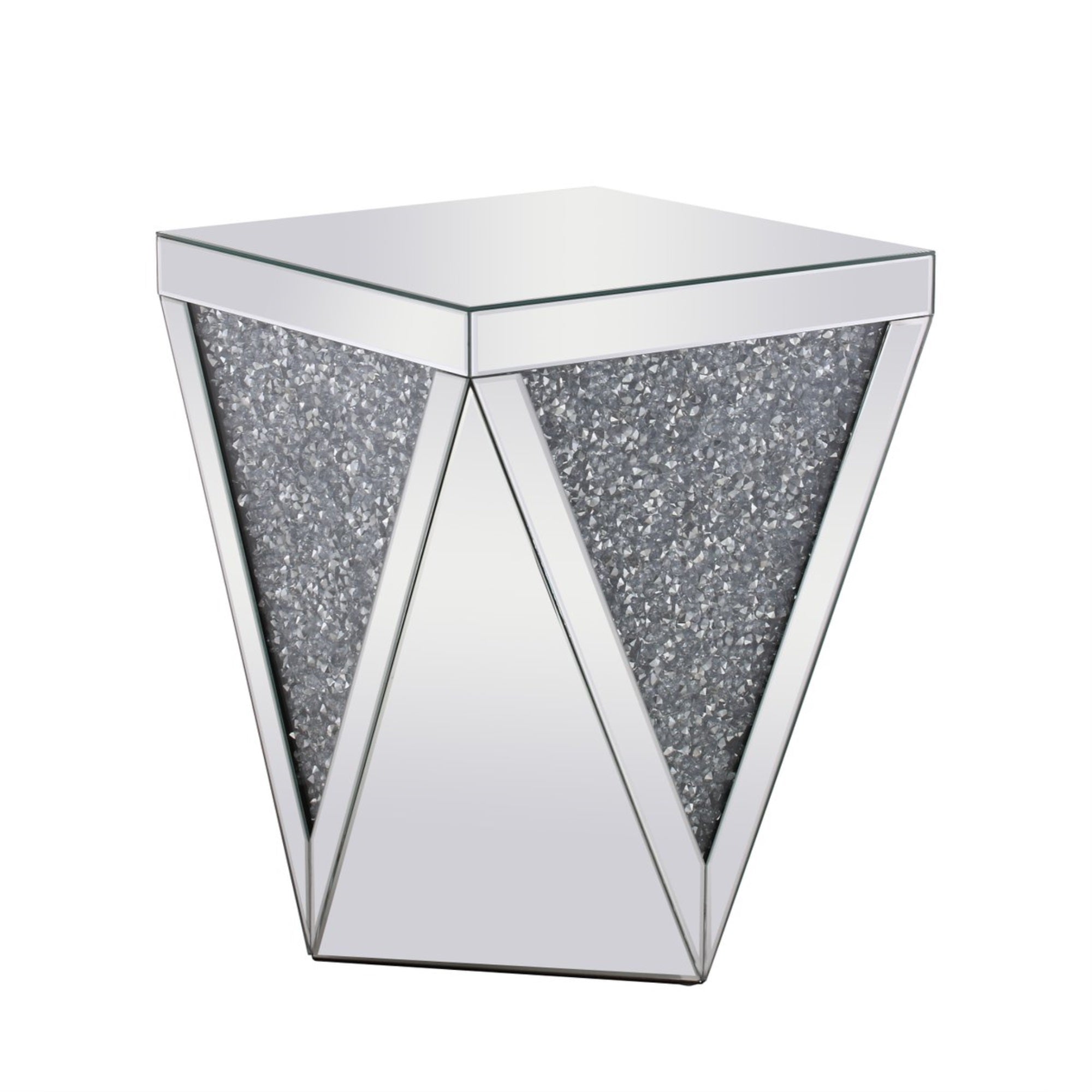 18.5 Inch Crystal End Table Silver Royal Cut Crystal