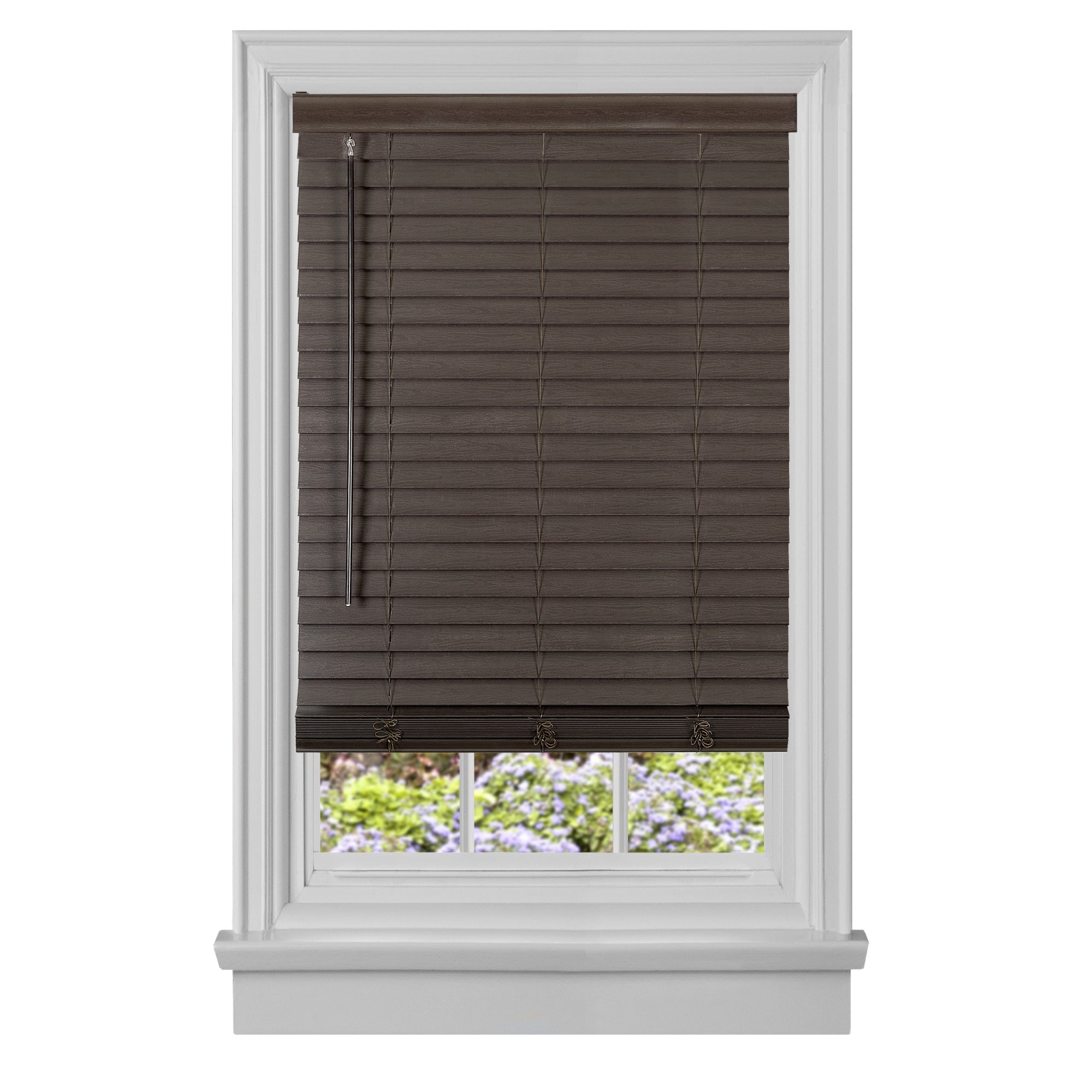 Cordless GII Madera Falsa 2 Faux Wood Plantation Blind 31x64 - Mahogany