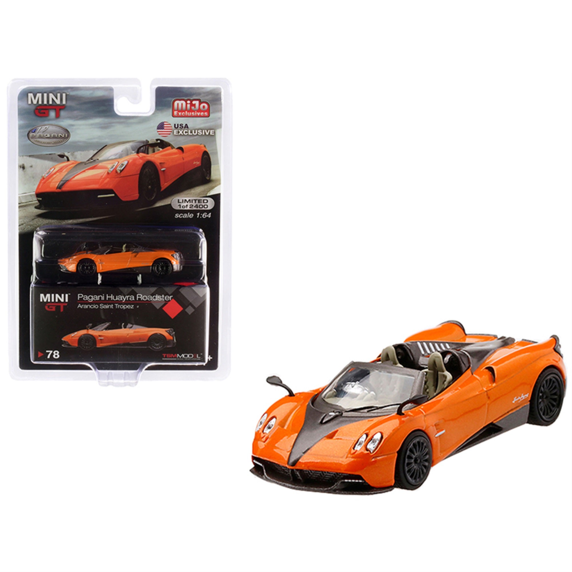 Pagani Huayra Roadster Arancio Saint Tropez / Orange Metallic Limited Edition To 2,400 Pieces Worldwide 1/64 Diecast Model Car By True Scale Miniatures
