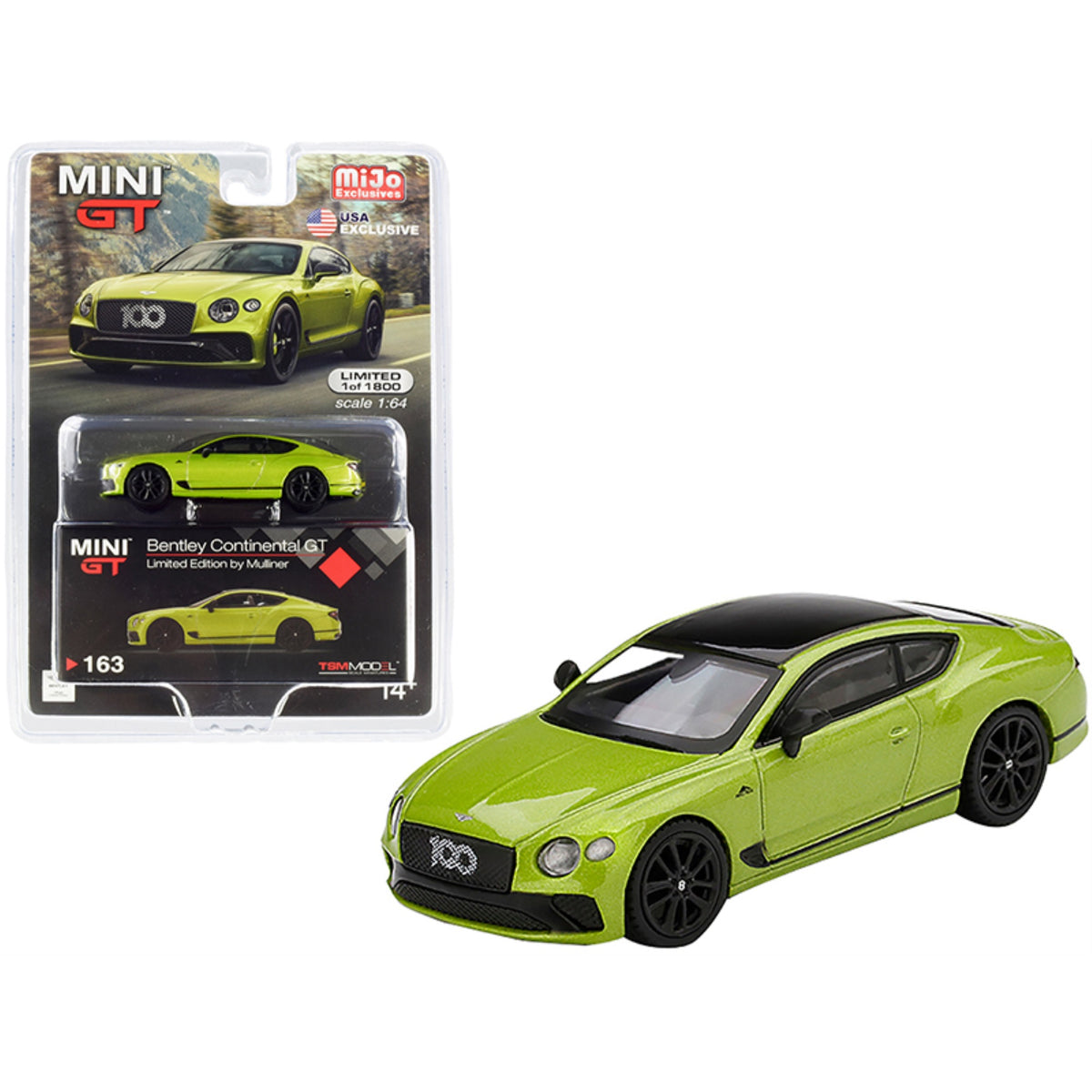 Bentley Continental Gt Limited Edition By Mulliner Green Metallic With Black Top Limited Edition To 1800 Pieces Worldwide 1/64 D