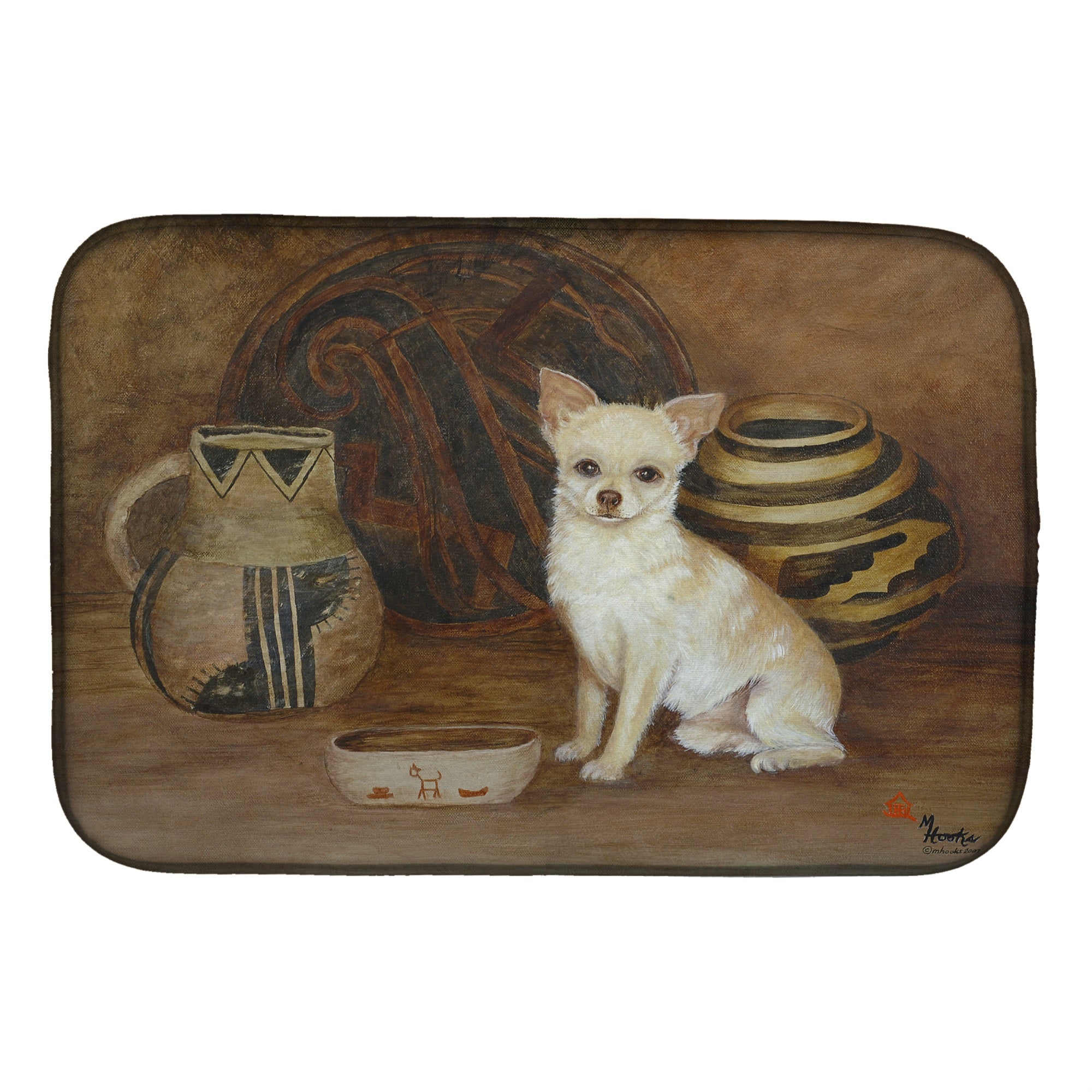 Caroline'S Treasures Mh1043Ddm Chihuahua Ancient History Dish-Drying-Mats, 14X21, Multicolor