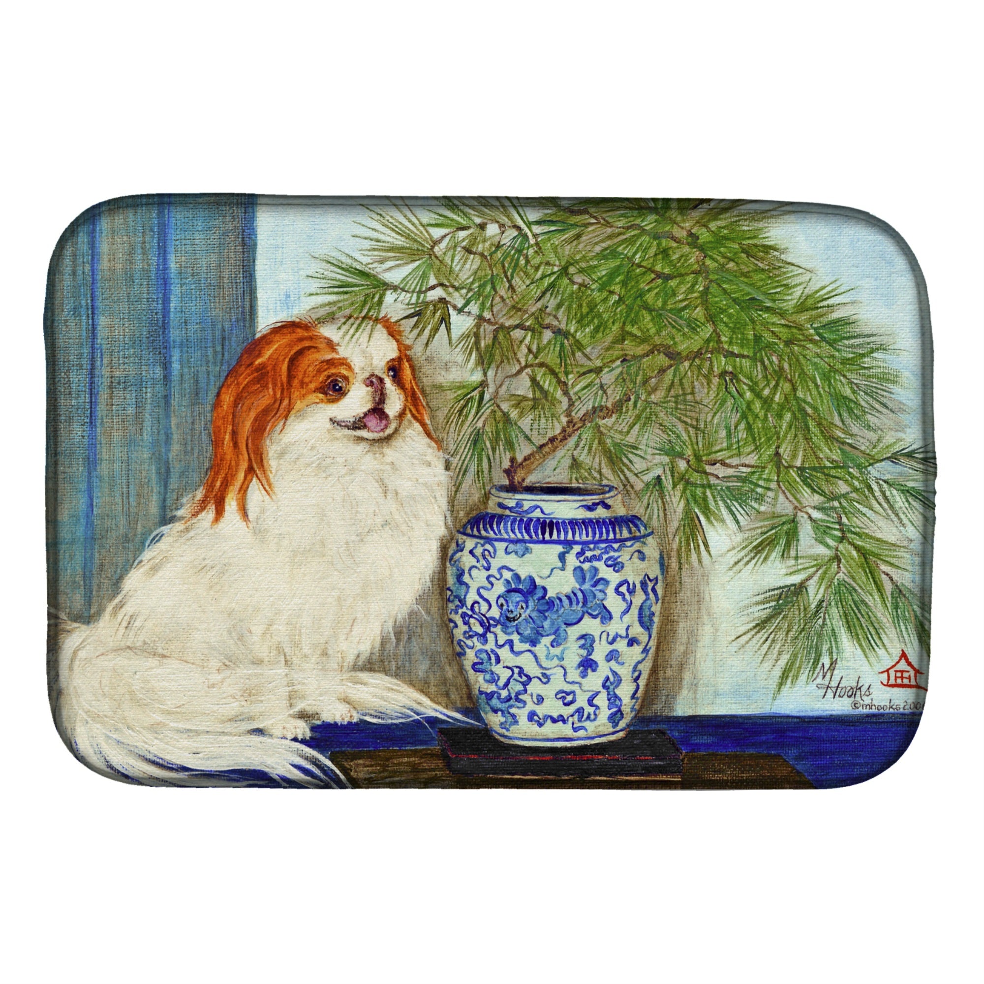 Caroline'S Treasures Mh1048Ddm Japanese Chin Ming Vase Dish-Drying-Mats, 14X21, Multicolor