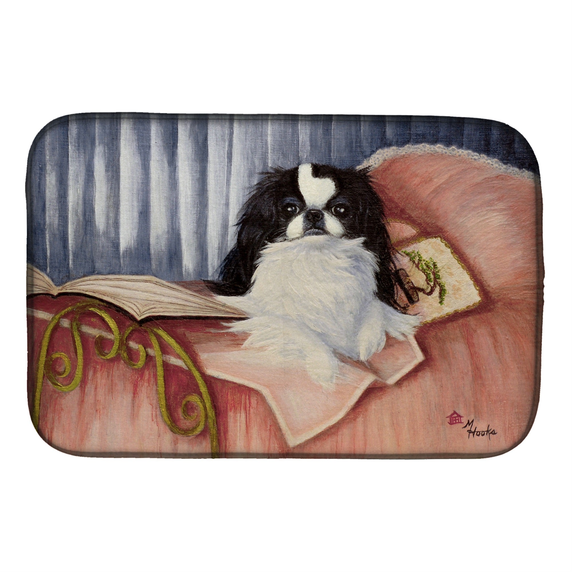 Caroline'S Treasures Mh1058Ddm Japanese Chin Reading In Bed Dish-Drying-Mats, 14X21, Multicolor