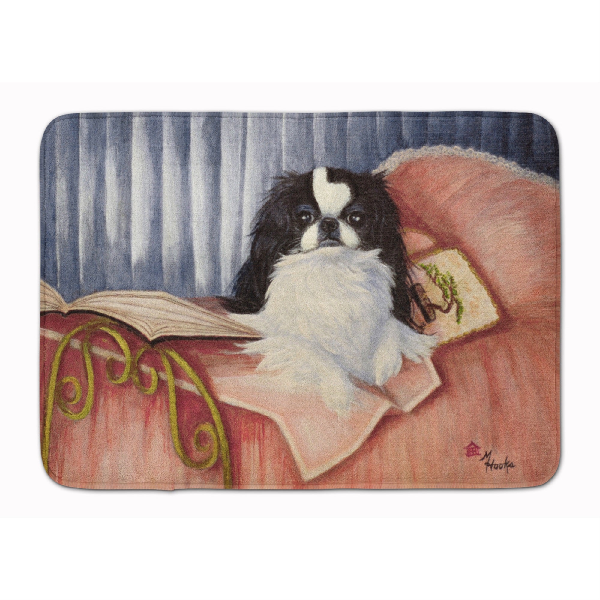 Caroline'S Treasures Japanese Chin Reading In Bed Floor Mat, 19 X 27, Multicolor