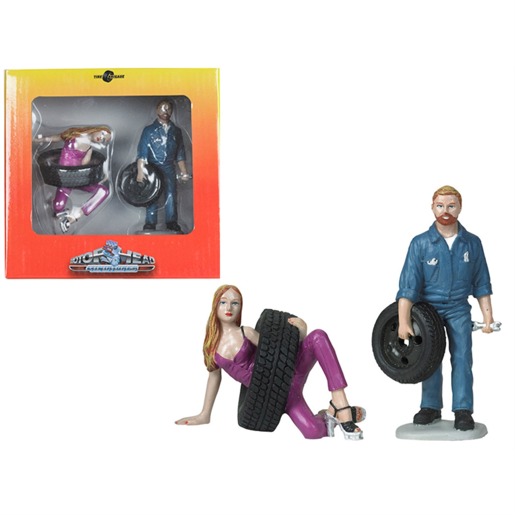Val And Gary Tire Brigade 2 Piece Figurine Set 1/18 By Motorhead Miniatures