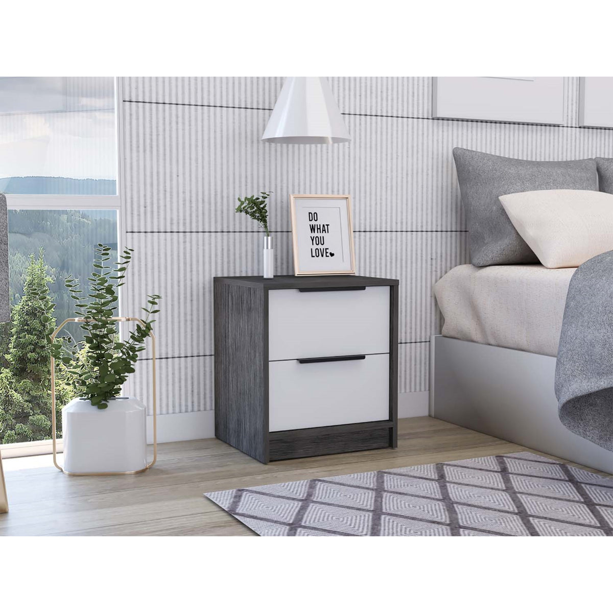 Tuhome Kaia Tv Stand, Four Shelves, Three Shelves, Five Legs, White/Smoky Oak, For Bedroom