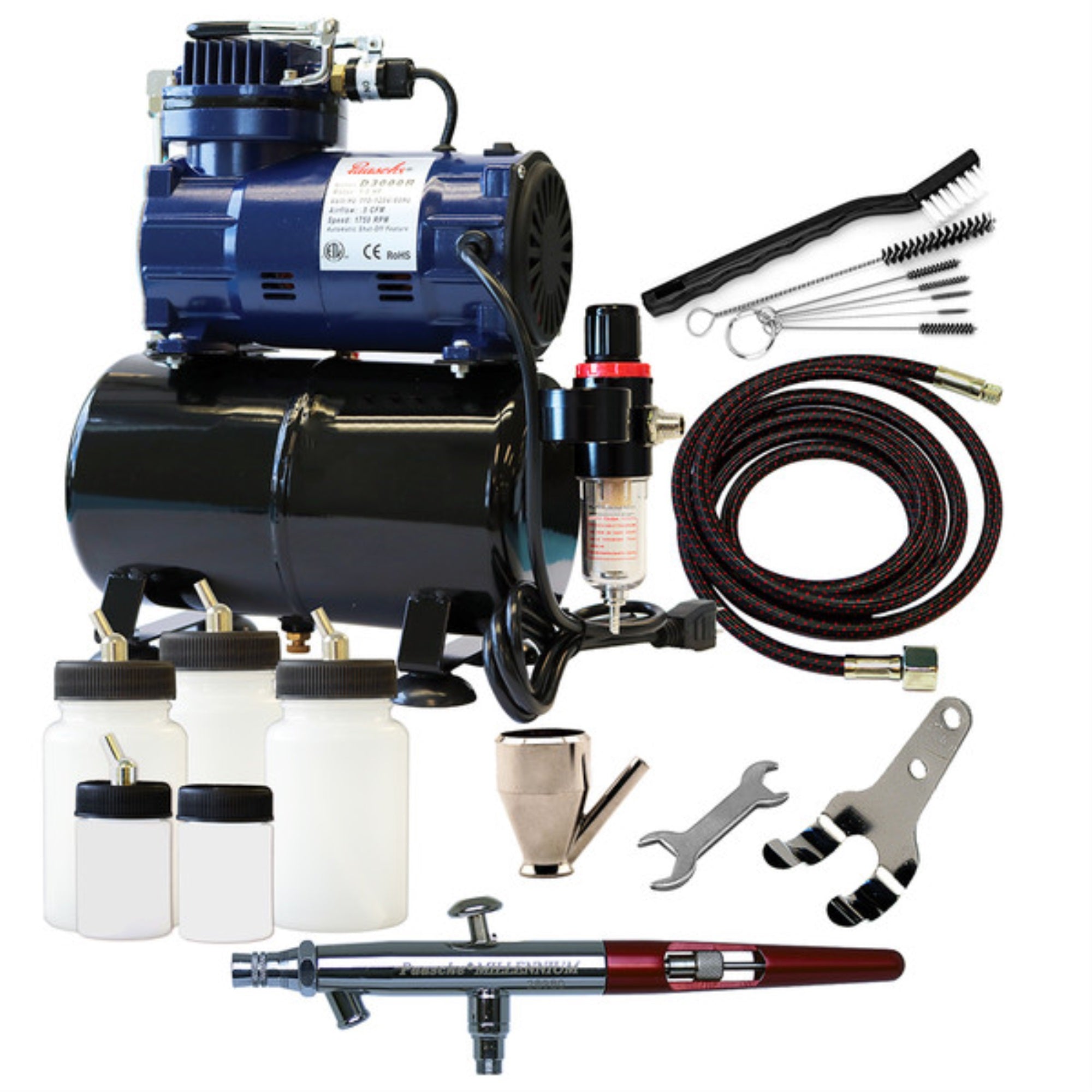 Airbrush Package: (MIL-1AS, D3000R & AC-7 & (3) BA-60-3P)