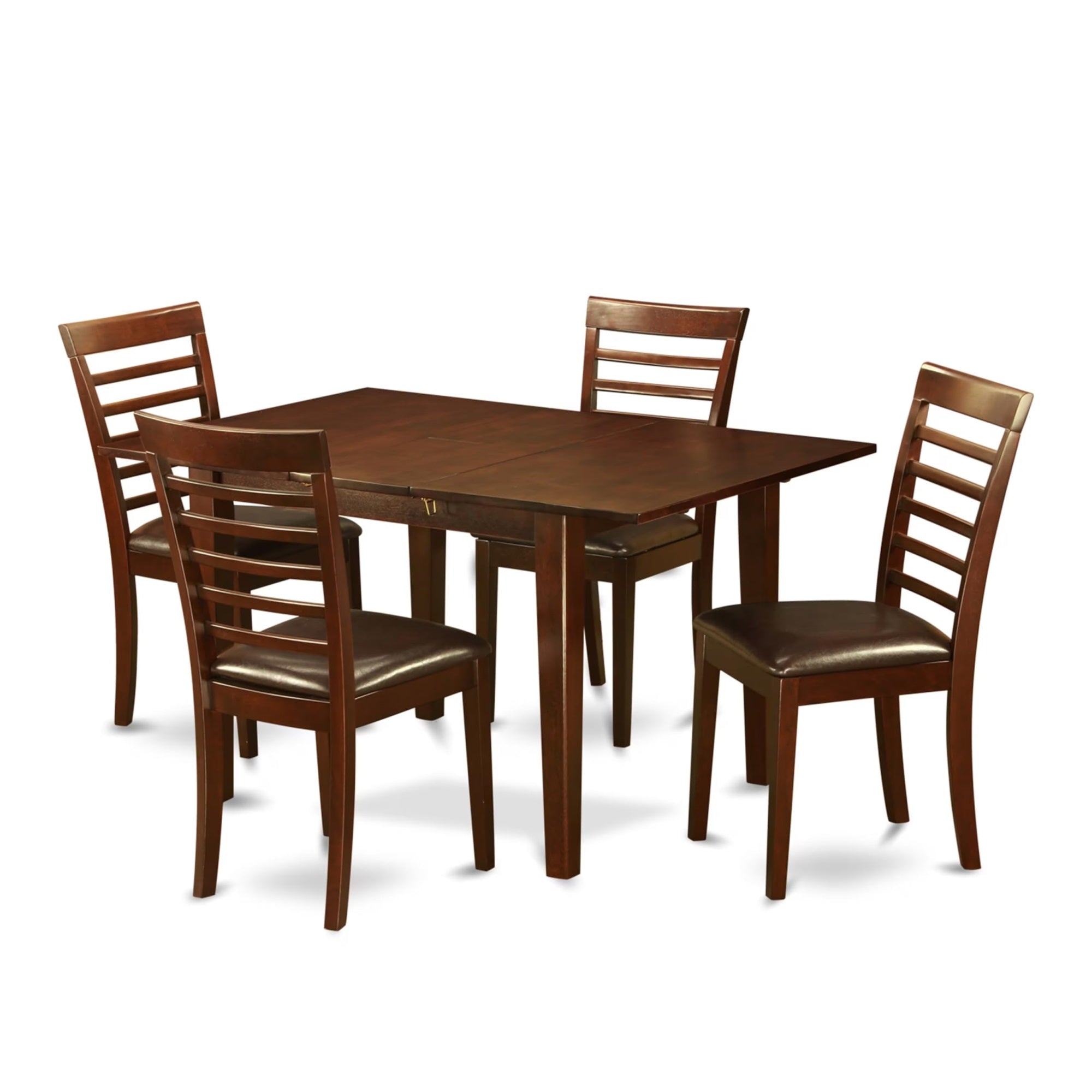 Casafoyer Mila5-Mah-Lc Milan 5 Piece Set For 4 Includes A Rectangle Kitchen Table With  Leaf And 4 Faux Leather Dining Room Chairs, 36X54 Inch