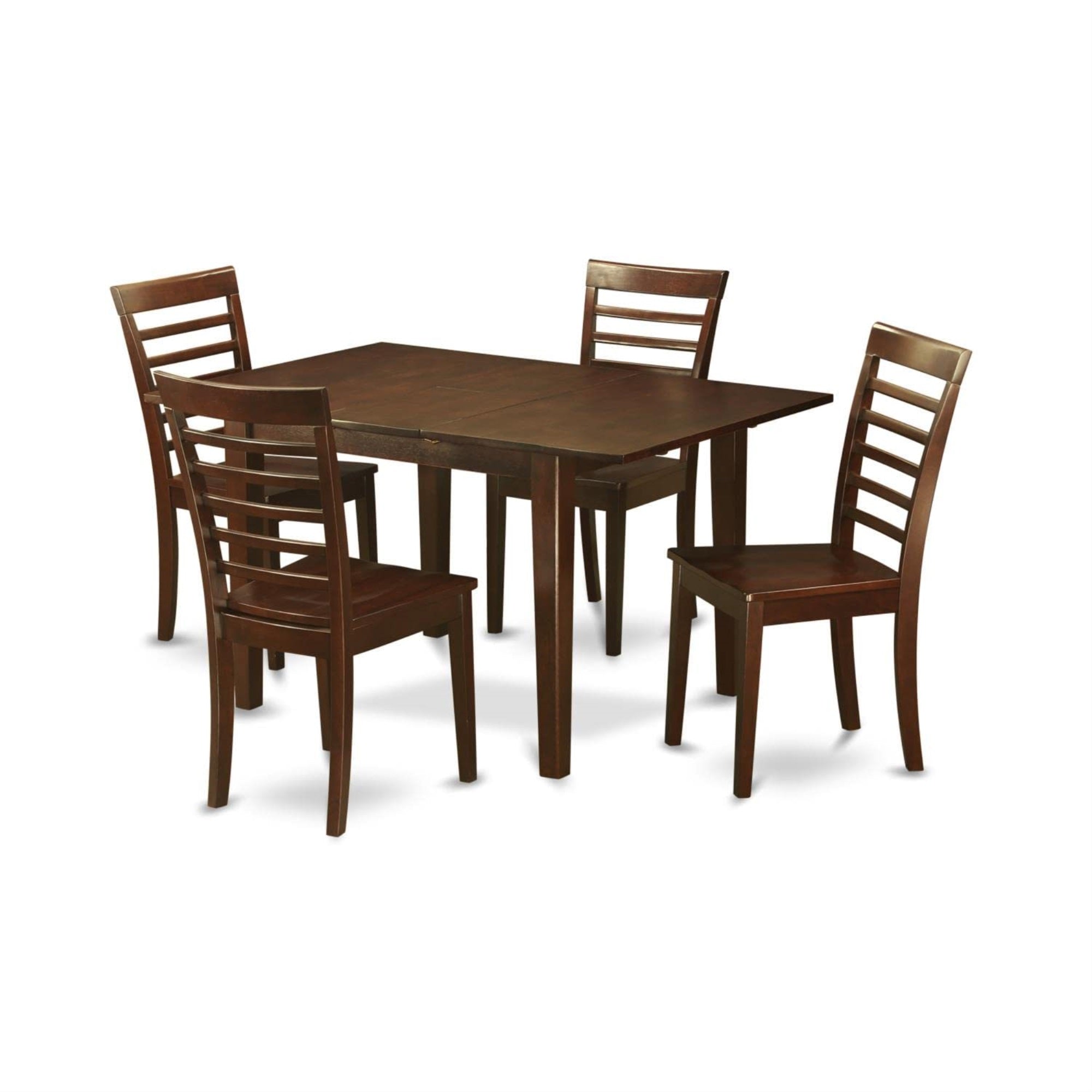 Casafoyer Mila5-Mah-W Milan 5 Piece Modern Set Includes A Rectangle Wooden Table With  Leaf And 4 Dining Room Chairs, 36X54 Inch