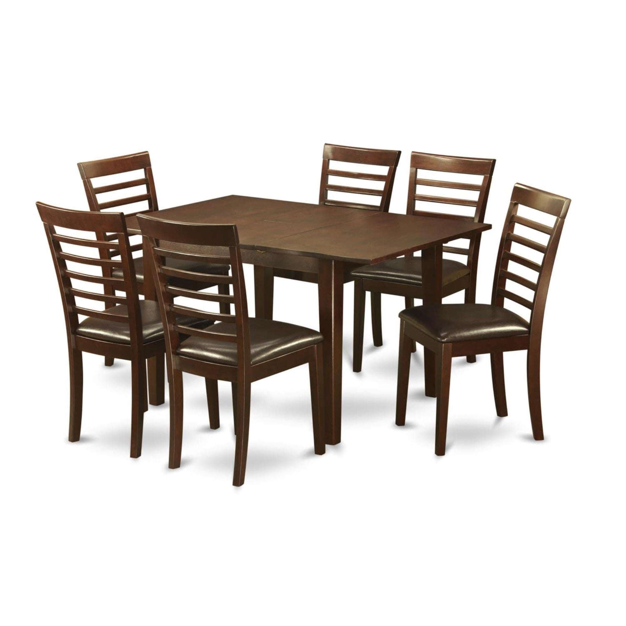 Casafoyer Mila7-Mah-Lc Milan 7 Piece Kitchen Set Consist Of A Rectangle Table With  Leaf And 6 Faux Leather Dining Room Chairs, 36X54 Inch