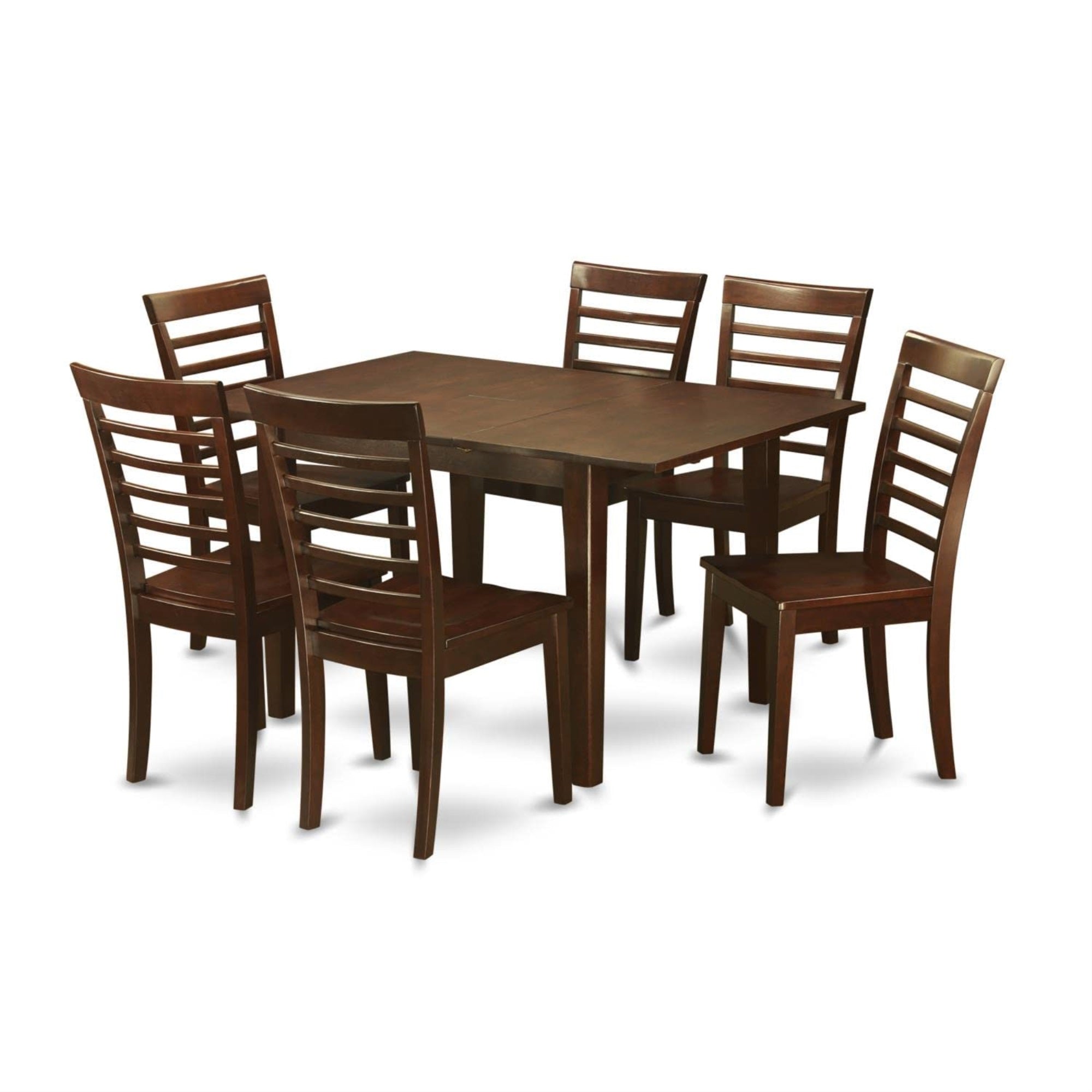 Casafoyer Mila7-Mah-W Milan 7 Piece Kitchen Set Consist Of A Rectangle Dining Room Table With  Leaf And 6 Solid Wood Seat Chairs, 36X54 Inch