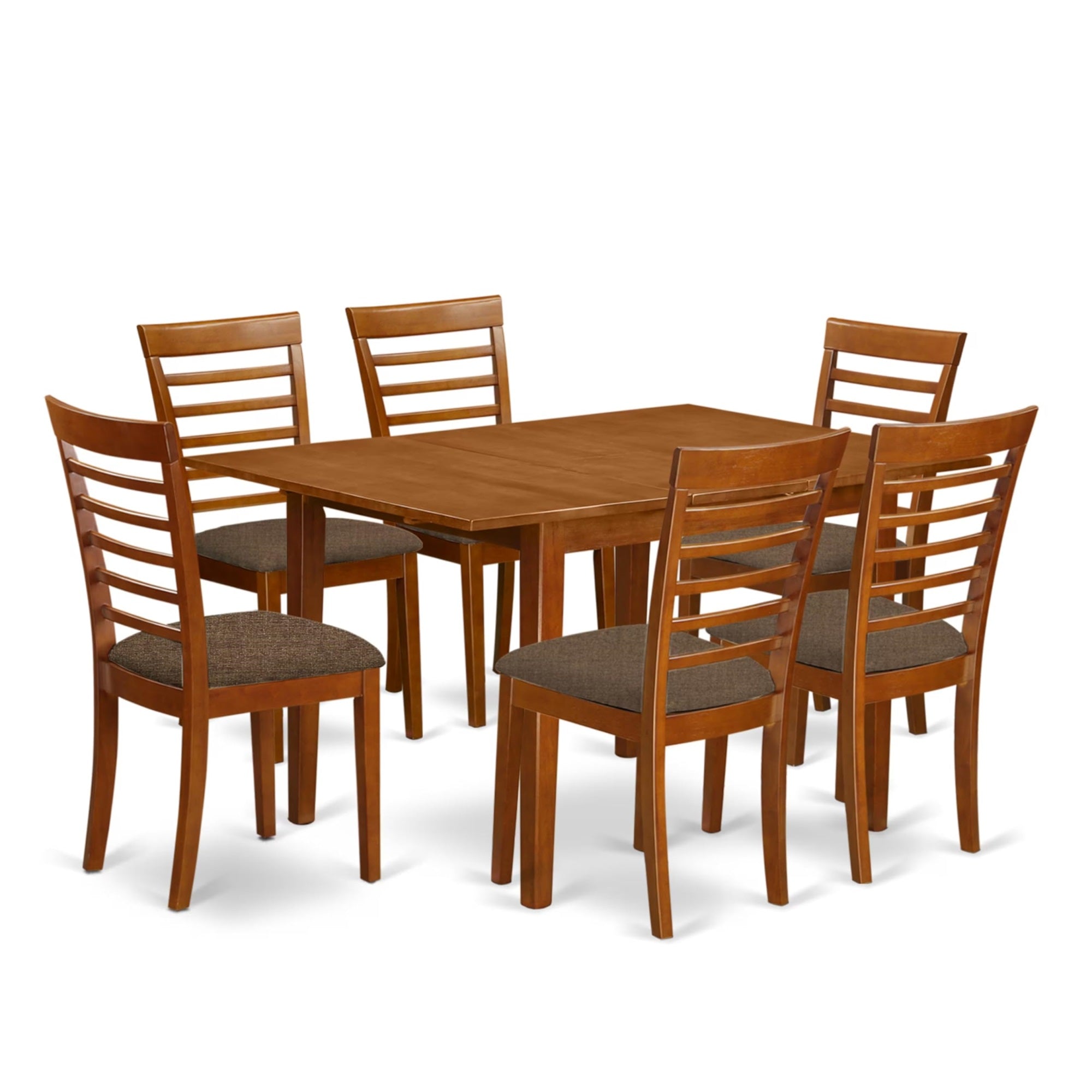 Casafoyer Mila7-Sbr-C Milan 7 Piece Kitchen Set Consist Of A Rectangle Table With  Leaf And 6 Linen Fabric Dining Room Chairs, 36X54 Inch