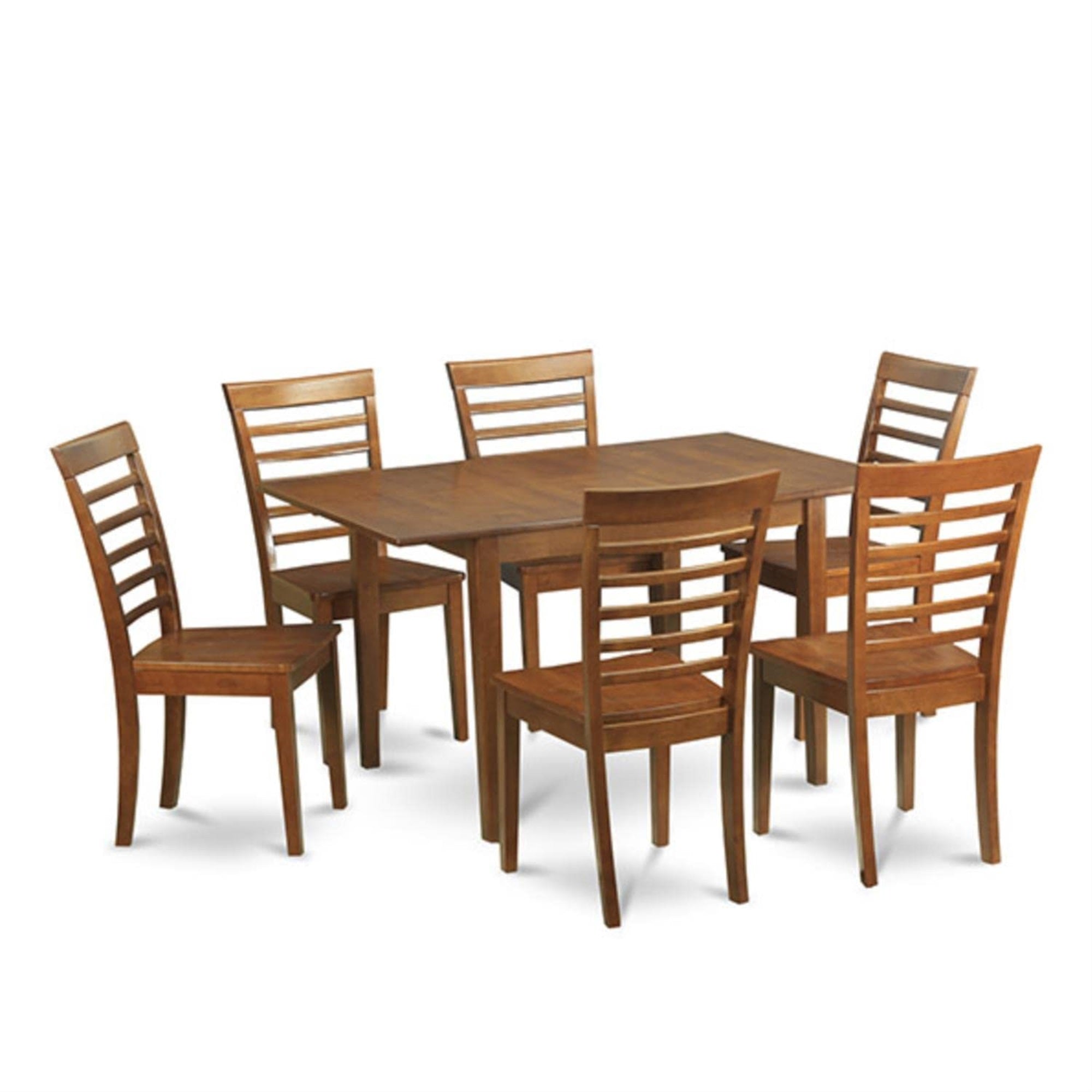 Casafoyer Mila7-Sbr-W Milan 7 Piece Set Consist Of A Rectangle Dining Room Table With  Leaf And 6 Kitchen Chairs, 36X54 Inch
