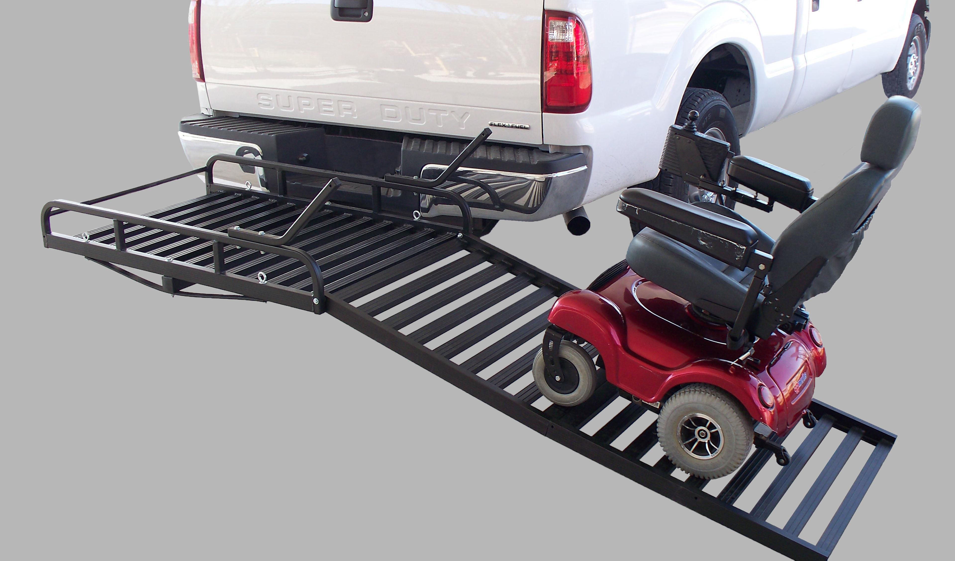 Mighty-Lite Ramp Up Carrier-Truck Hitch Receiver Cargo Carrier W/Ramp-39 Bar-7 Sides-(2) (500 Lb Wt Cap)