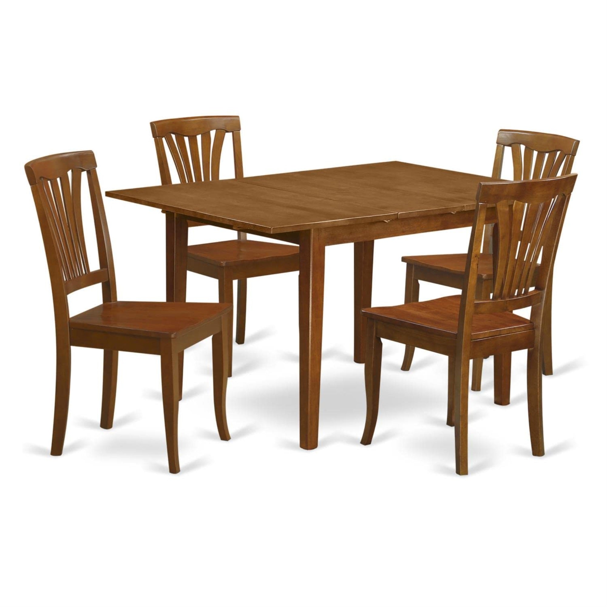 Casafoyer Mlav5-Sbr-W Milan 5 Piece Dinette Set For 4 Includes A Rectangle Room Table With  Leaf And 4 Dining Chairs, 36X54 Inch