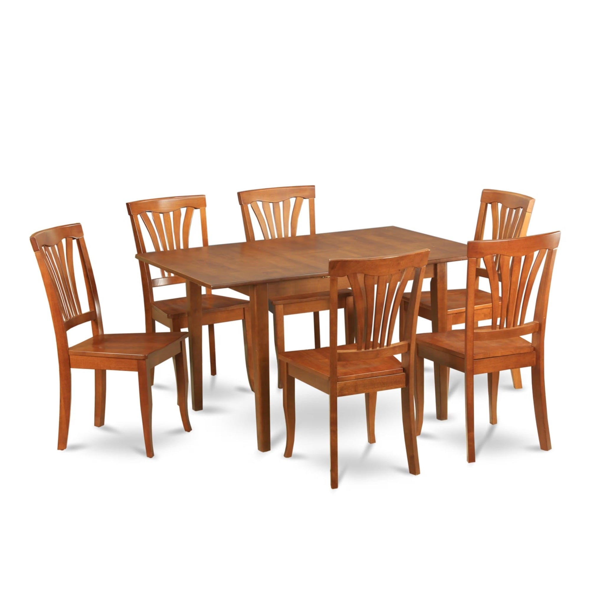 Casafoyer Mlav7-Sbr-W Milan 7 Piece Set Consist Of A Rectangle Dining Room Table With  Leaf And 6 Wood Seat Chairs, 36X54 Inch