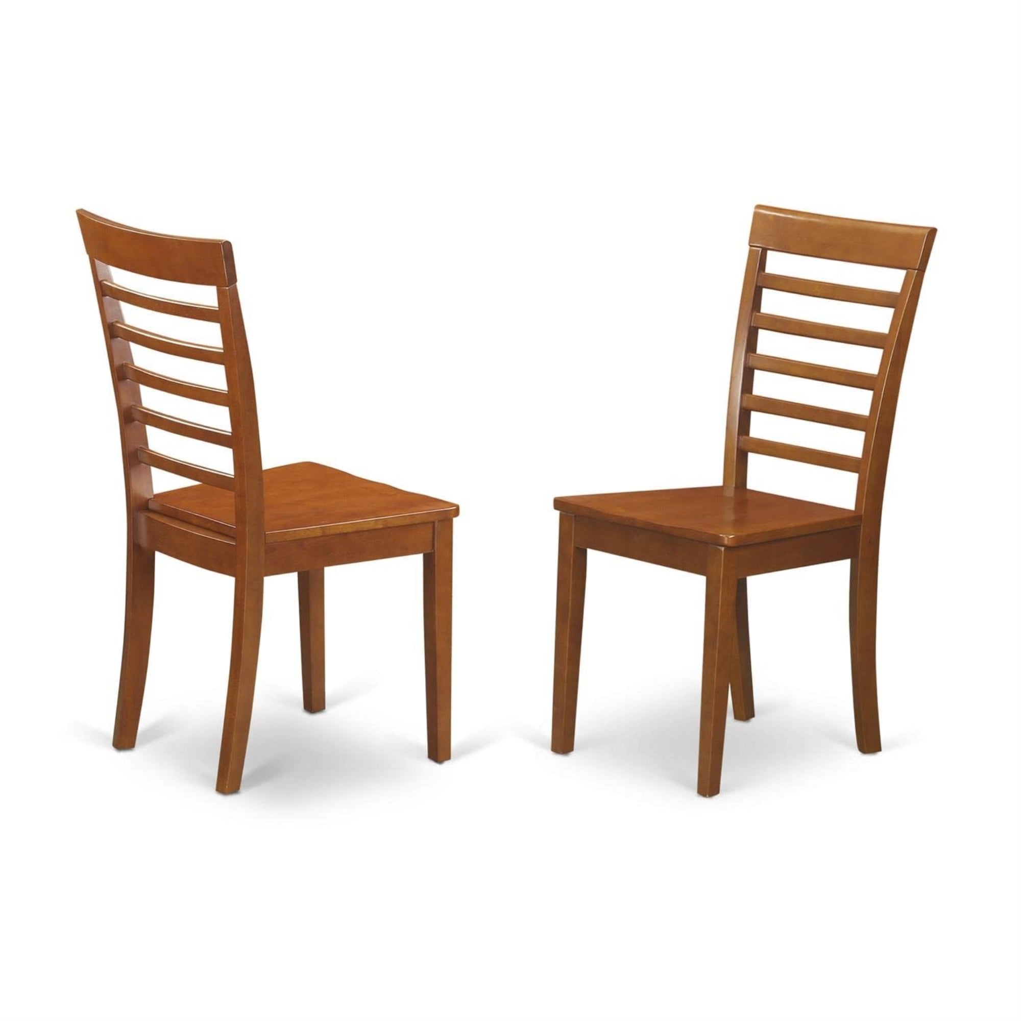 Casafoyer Mlc-Sbr-W Milan Kitchen Dining Chairs - Ladder Back Solid Wood Seat Chairs, Set Of 2, Saddle Brown