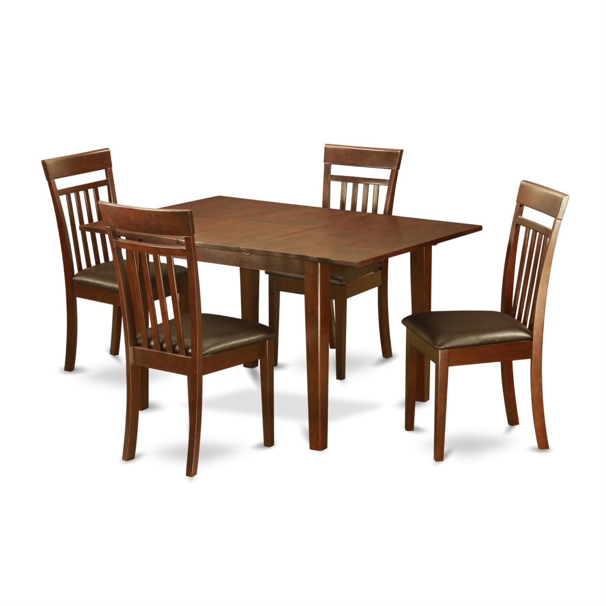 Ergode Mlca5-Mah-Lc, 5-Piece Dining Room Set, Butterfly Leaf Table, 4 Faux Leather Chairs, Mahogany Finish, Easy Assembly, Customer Support