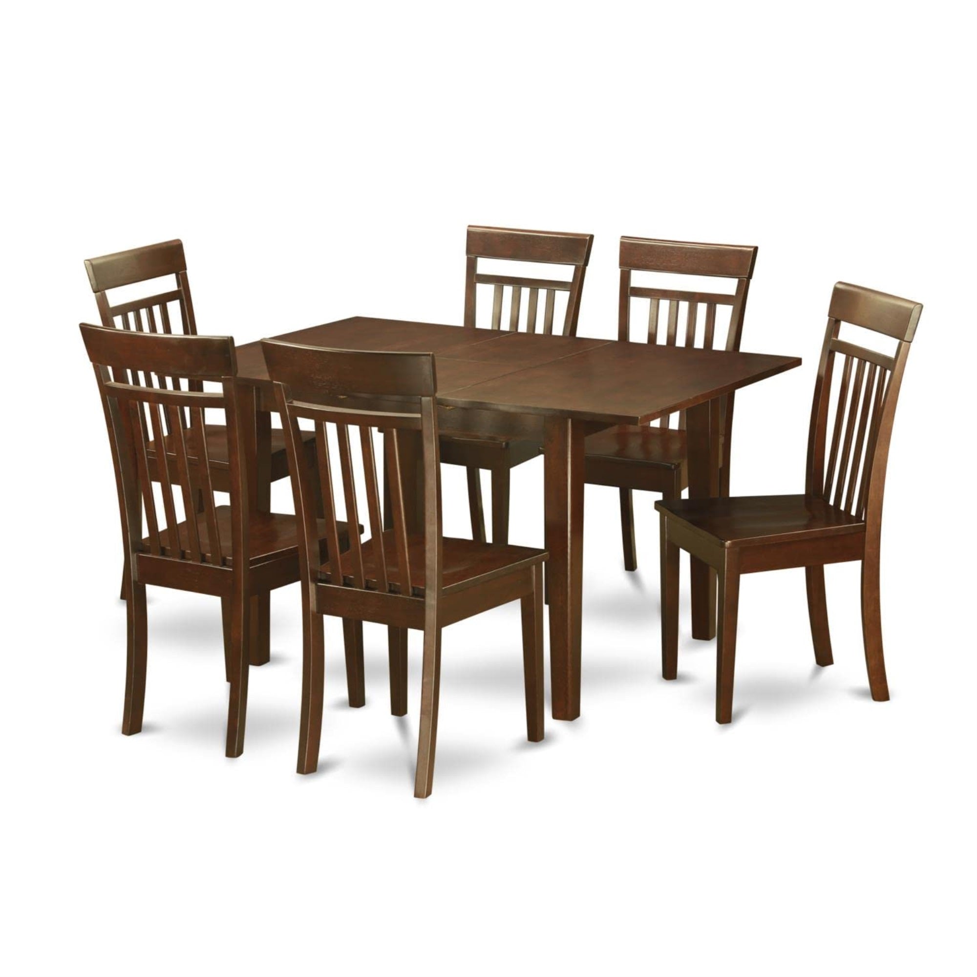Casafoyer Mlca7-Mah-W Milan 7 Piece Set Consist Of A Rectangle Dinner Table With  Leaf And 6 Dining Room Chairs, 36X54 Inch, Mahogany