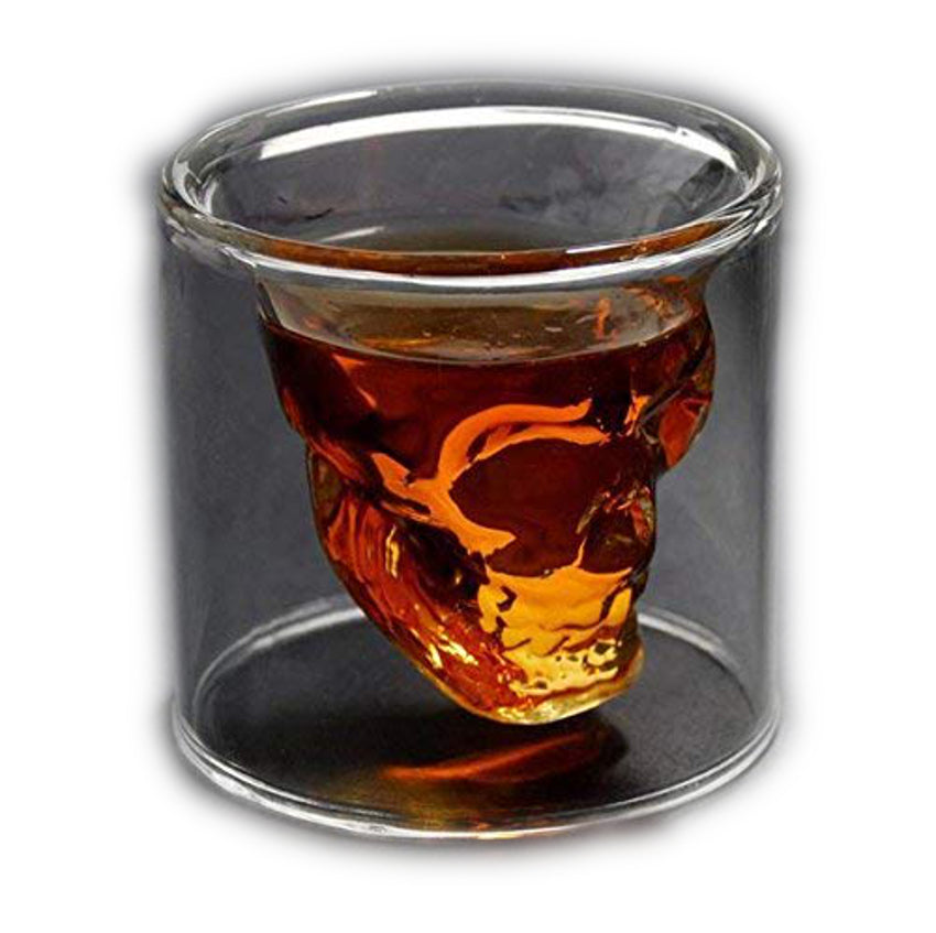 2.5 Ounce Crystal Skull Beer Whiskey Double Shot Glass Cup