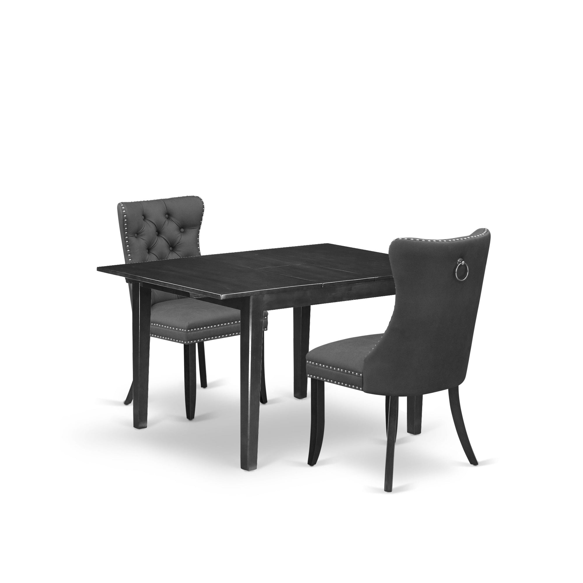East West Furniture Mlda3-Mah-13 3 Piece Dining Set Consists Of A Rectangle Kitchen Table With Butterfly Leaf And 2 Parson Chairs, 36X54 Inch, Mahogany
