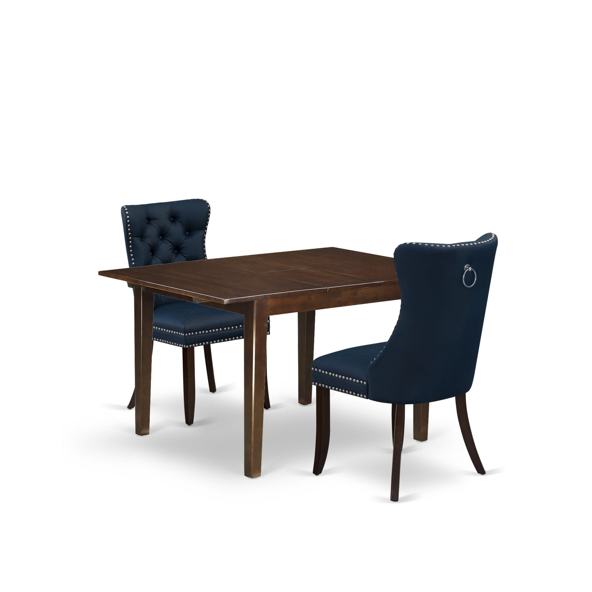 East West Furniture Mlda3-Mah-29 3 Piece Dining Room Table Set Includes A Rectangle Wooden Table With Butterfly Leaf And 2 Padded Chairs, 36X54 Inch, Mahogany