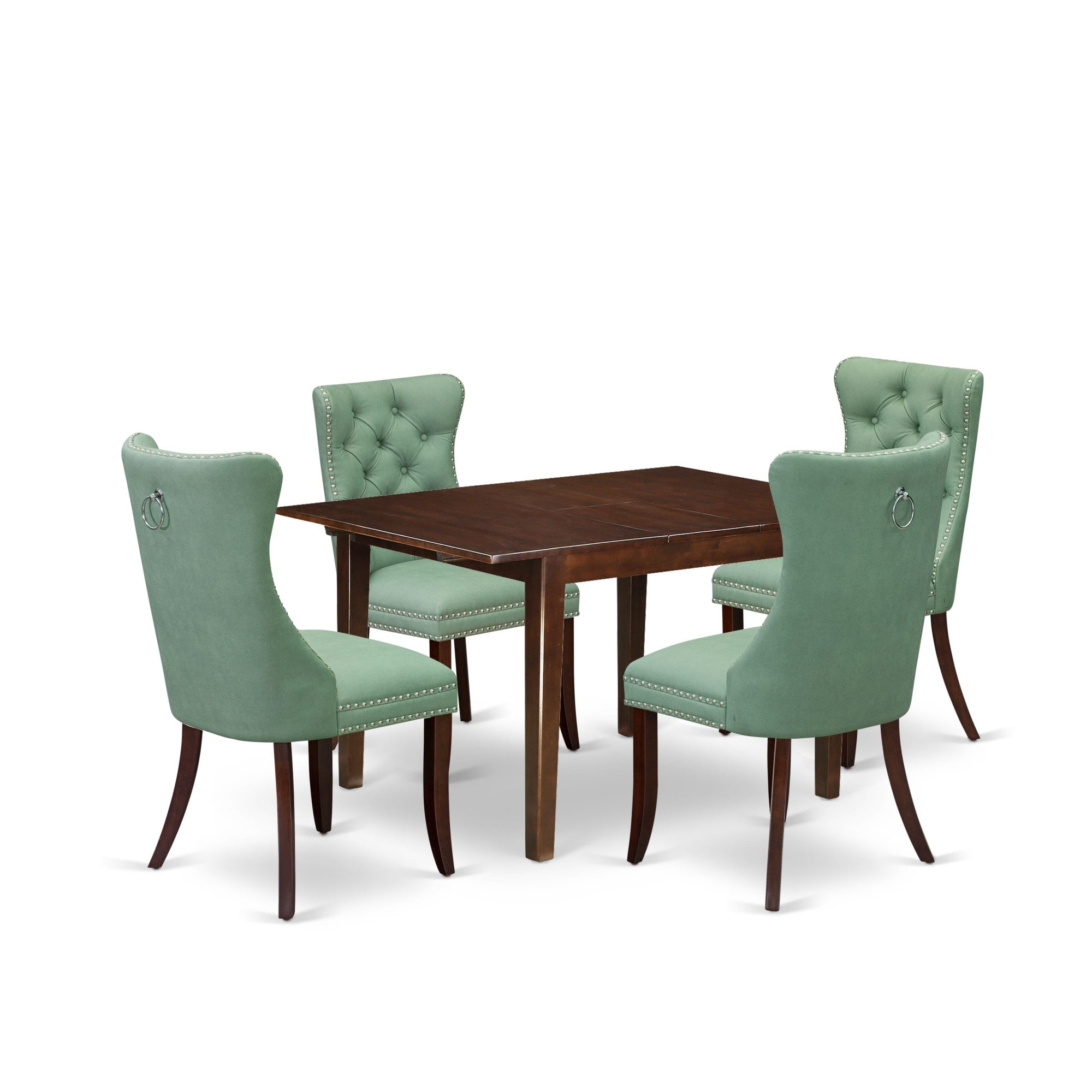 East West Furniture Mlda5-Mah-22 5 Piece Dinette Set Includes A Rectangle Wooden Table With Butterfly Leaf And 4 Parson Dining Chairs, 36X54 Inch, Mahogany