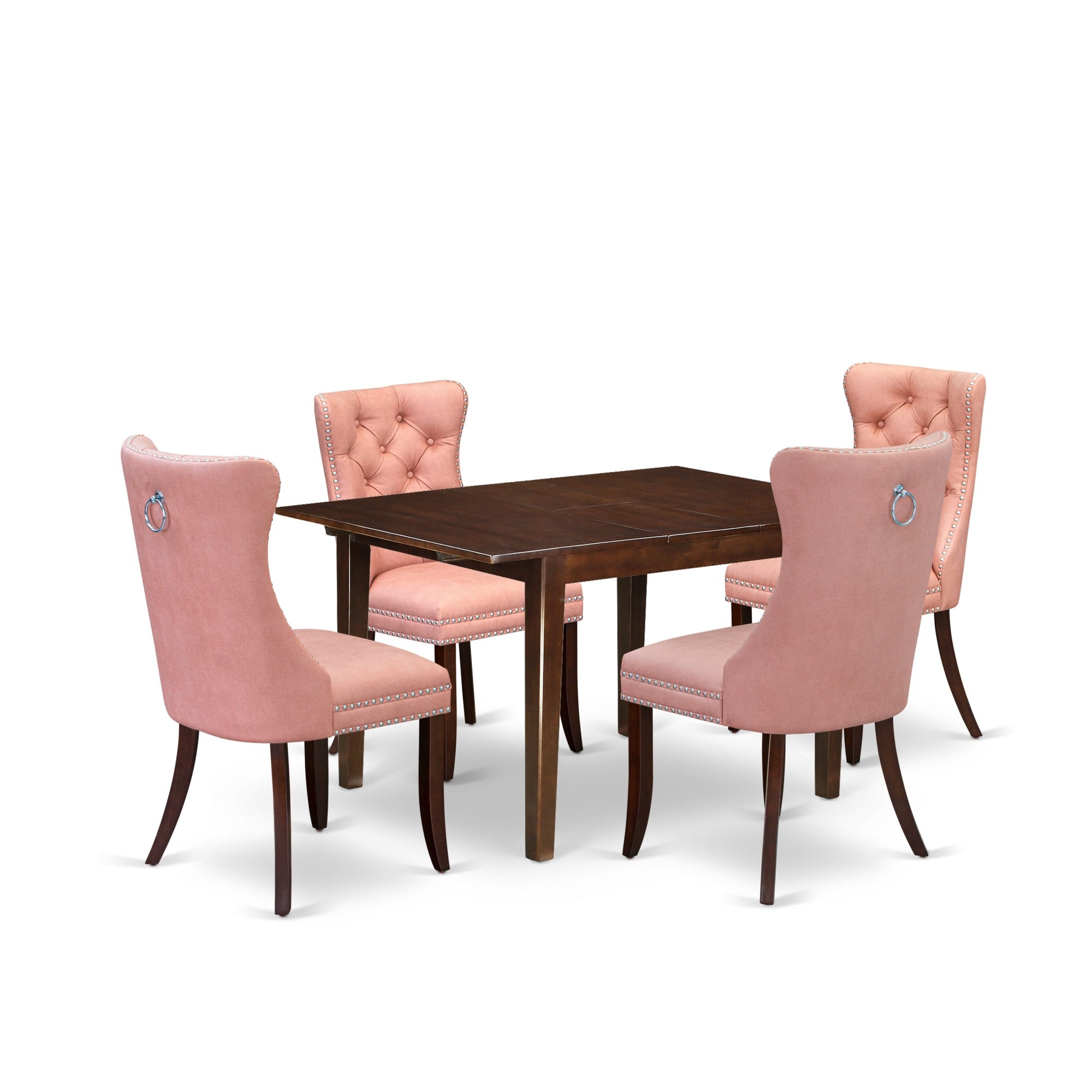 East West Furniture Mlda5-Mah-23 5 Piece Dining Room Table Set Includes A Rectangle Wooden Table With Butterfly Leaf And 4 Parson Chairs, 36X54 Inch, Mahogany