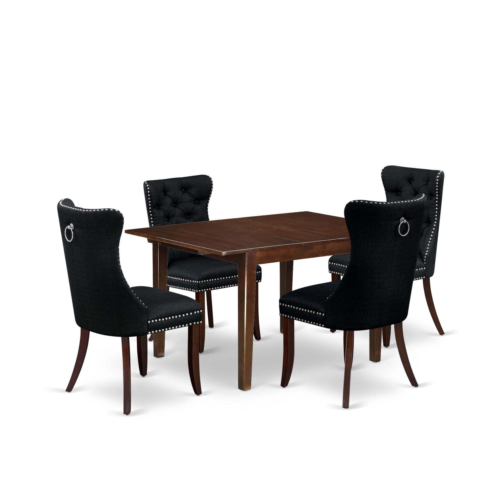 East West Furniture Mlda5-Mah-24 5 Piece Dinette Set Consists Of A Rectangle Dining Table With Butterfly Leaf And 4 Padded Chairs, 36X54 Inch, Mahogany