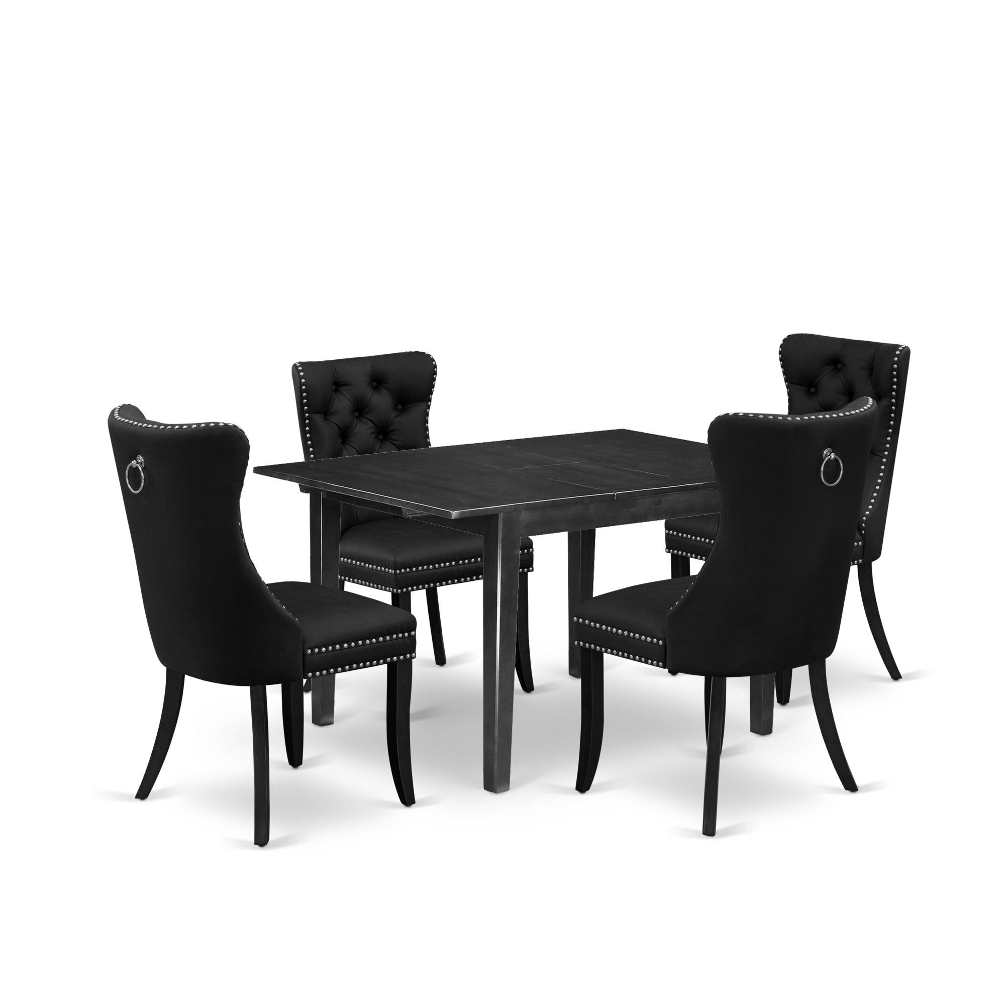 East West Furniture Mlda5-Mah-29 5 Piece Kitchen Table Set Contains A Rectangle Dining Table With Butterfly Leaf And 4 Padded Chairs, 36X54 Inch, Mahogany