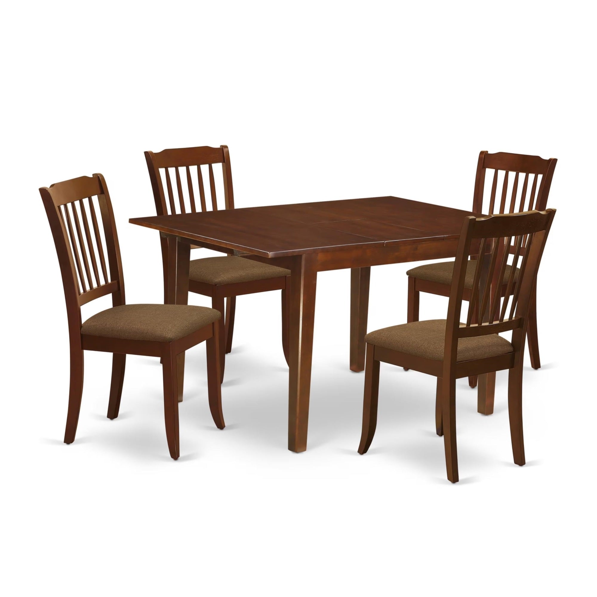 Casafoyer Mlda5-Mah-C Milan 5 Piece Modern Dining Set Includes A Rectangle Wooden Table With  Leaf And 4 Linen Fabric Upholstered Chairs, 36X54 Inch
