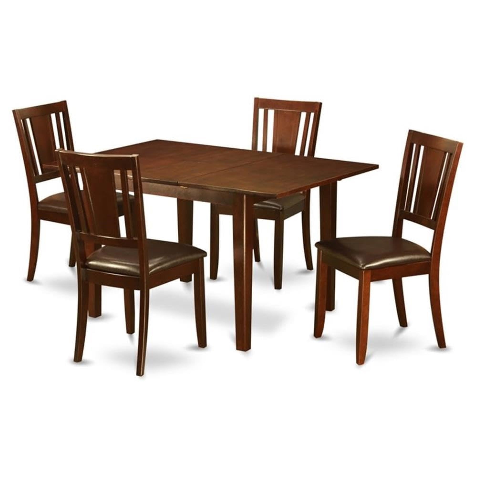 Casafoyer Mldu5-Mah-Lc Milan 5 Piece Room Set Includes A Rectangle Kitchen Table With  Leaf And 4 Faux Leather Upholstered Dining Chairs, 36X54 Inch