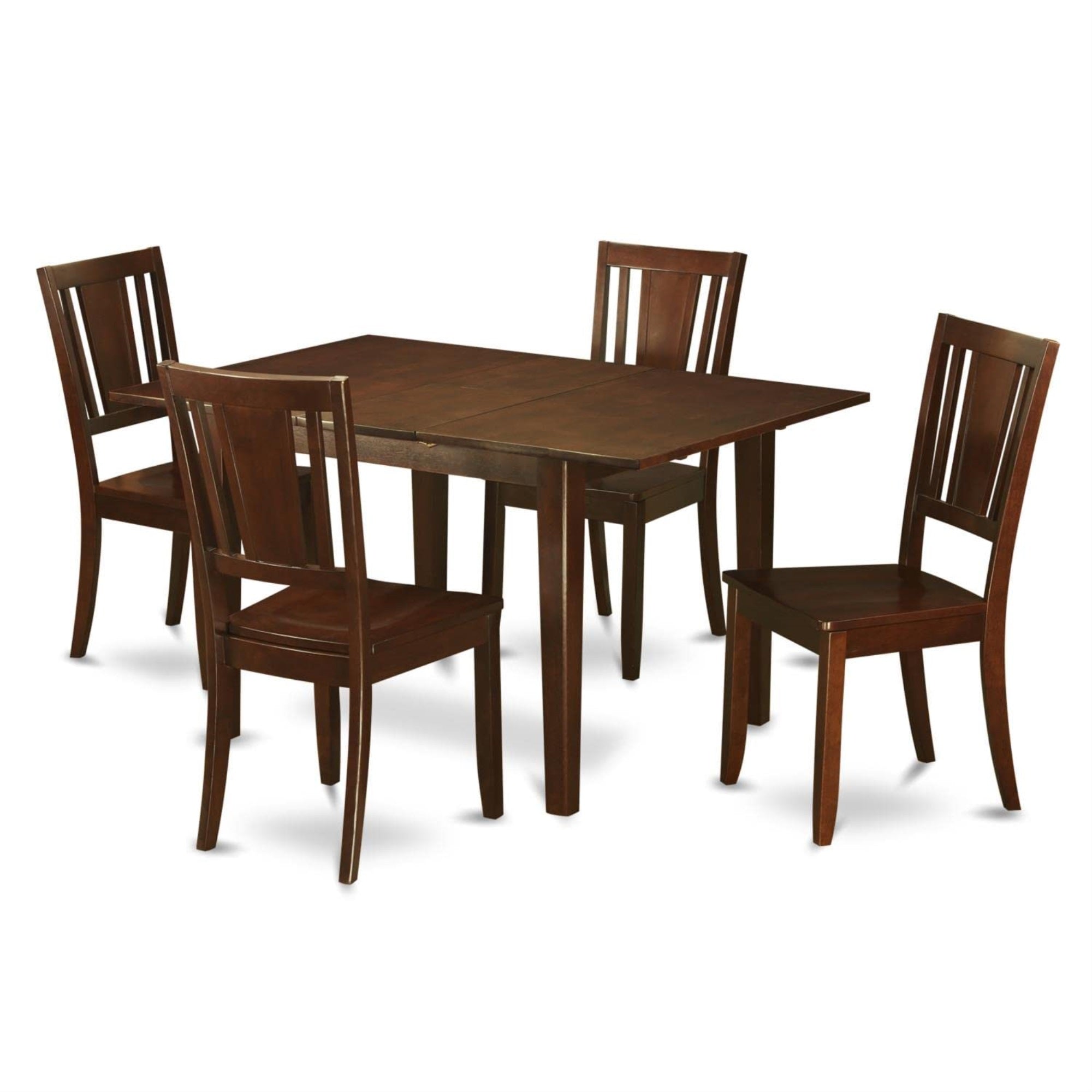 Casafoyer Mldu5-Mah-W Milan 5 Piece Room Furniture Set Includes A Rectangle Kitchen Table With  Leaf And 4 Dining Chairs, 36X54 Inch