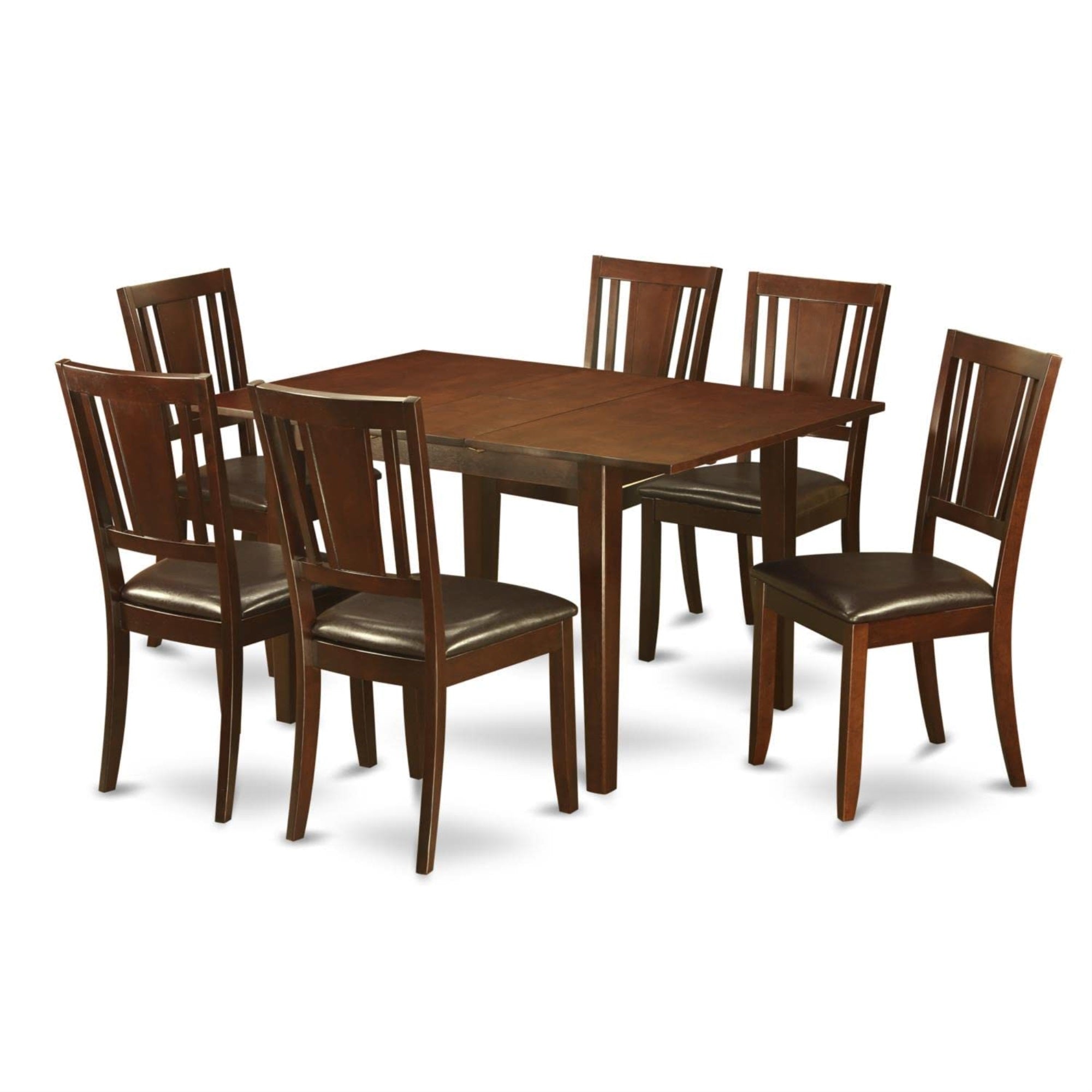 Casafoyer Mldu7-Mah-Lc Milan 7 Piece Set Consist Of A Rectangle Dining Table With  Leaf And 6 Faux Leather Kitchen Room Chairs, 36X54 Inch