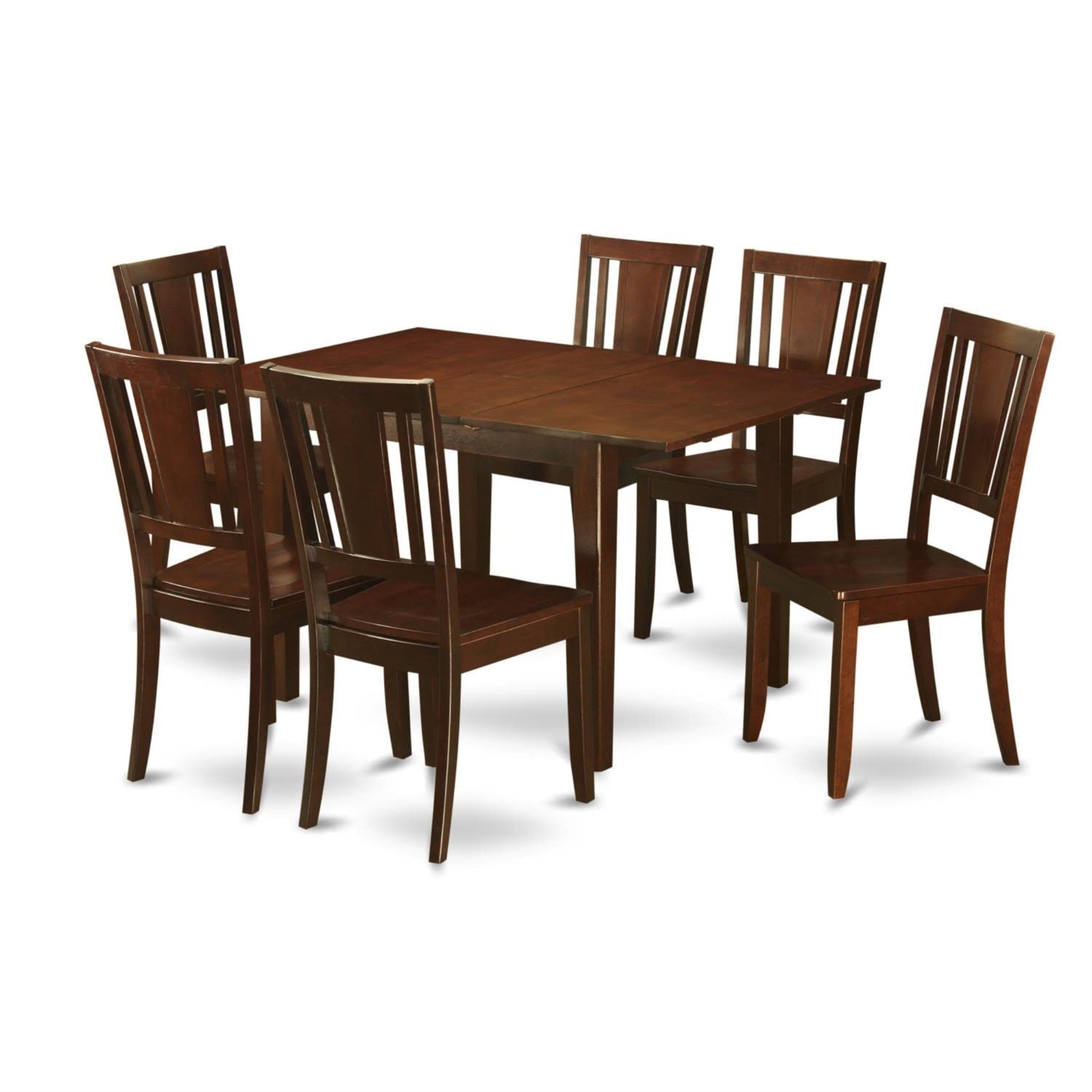 Casafoyer Mldu7-Mah-W Milan 7 Piece Room Furniture Set Consist Of A Rectangle Kitchen Table With  Leaf And 6 Dining Chairs, 36X54 Inch