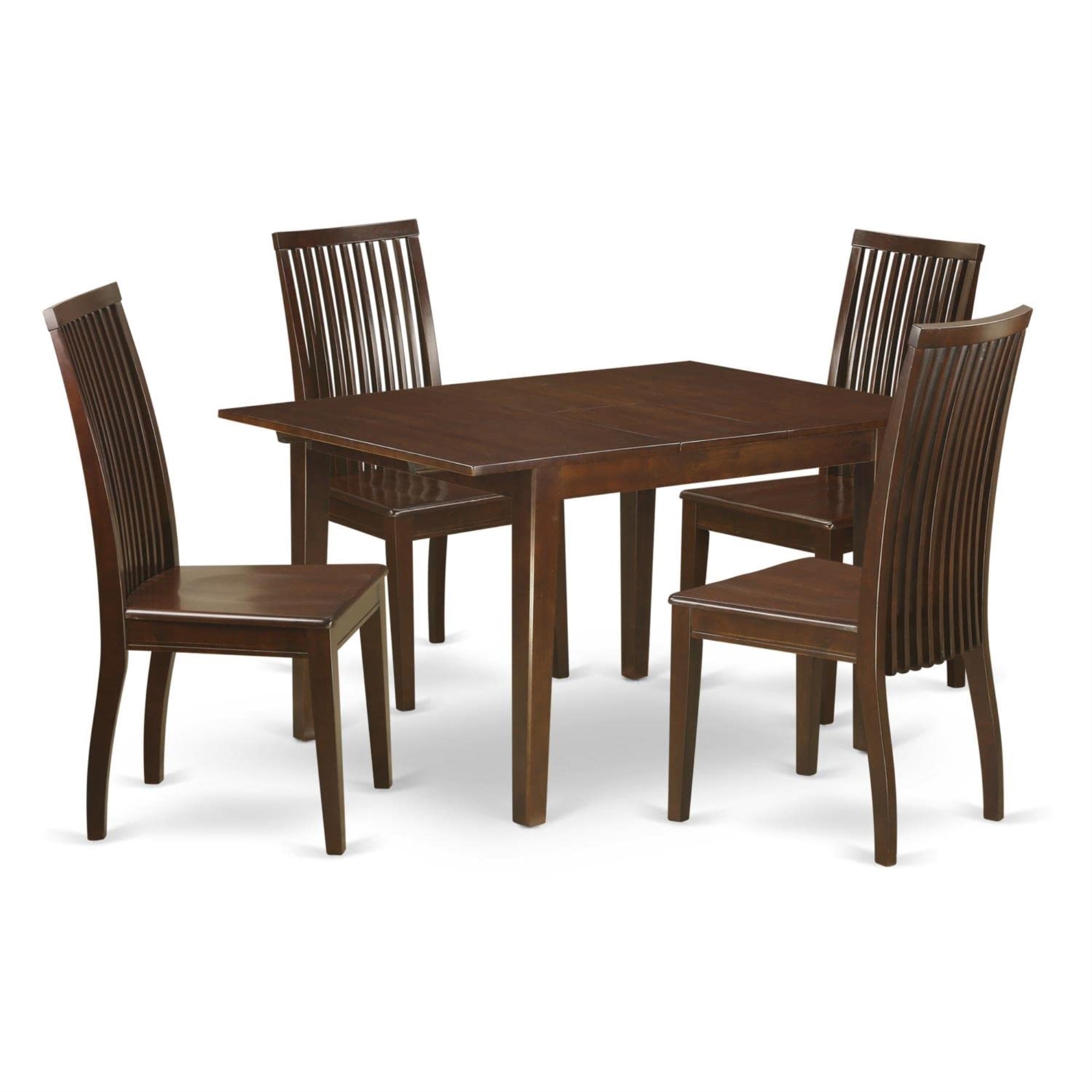 Casafoyer Mlip5-Mah-W Milan 5 Piece Set Includes A Rectangle Dining Room Table With  Leaf And 4 Kitchen Chairs, 36X54 Inch, Mahogany