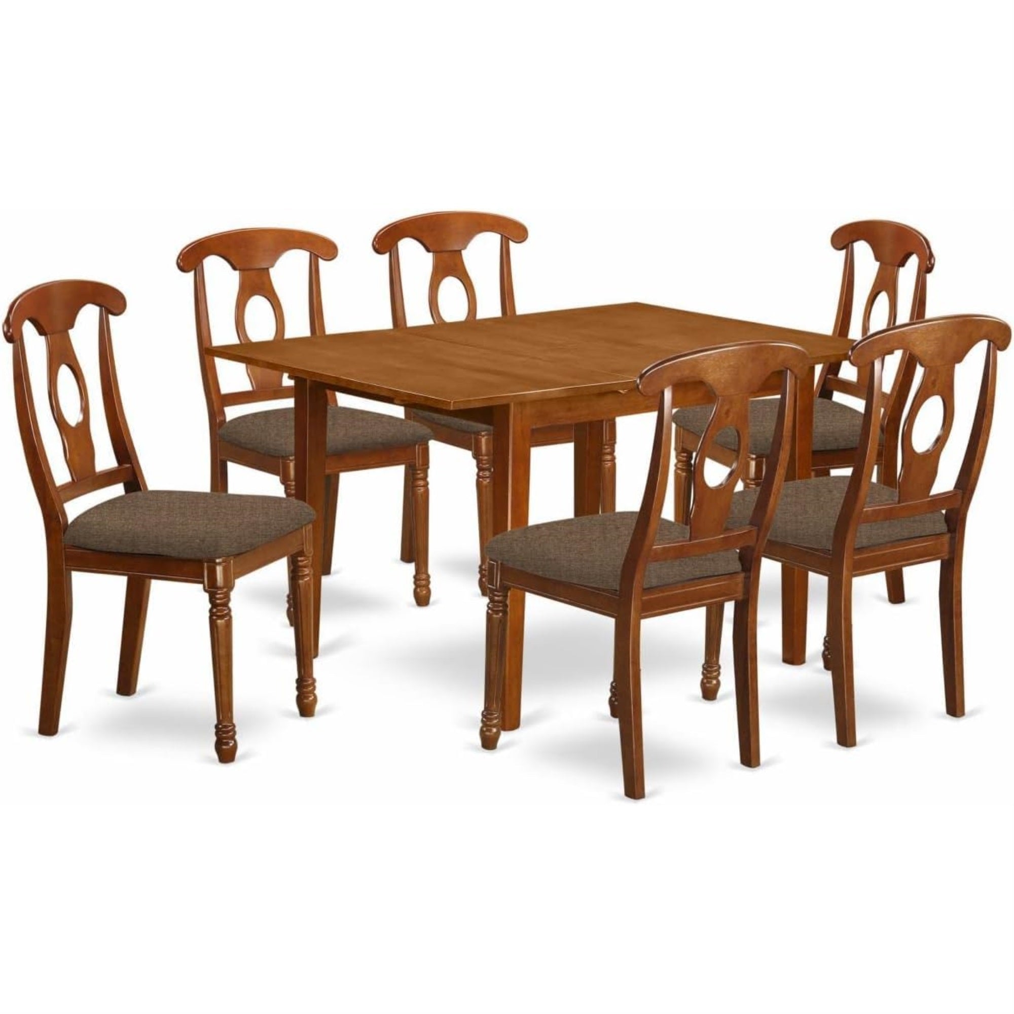 Casafoyer Mlna7-Sbr-C Milan 7 Piece Kitchen Set Consist Of A Rectangle  Leaf Dining Table And 6 Linen Fabric Upholstered Chairs, 36X54 Inch