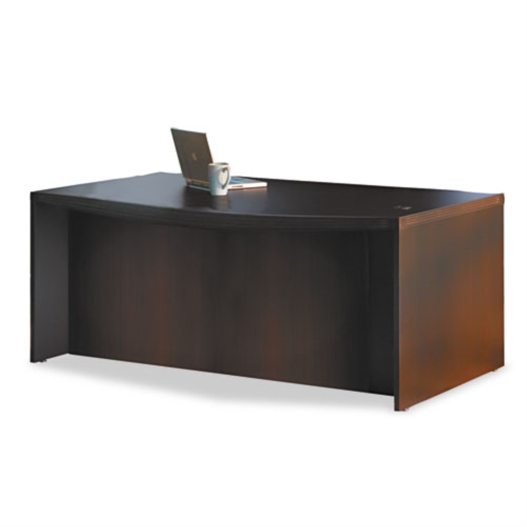 Aberdeen Series Laminate Bow Front Desk Shell, 72w x 42d x 29-1/2h, Mocha