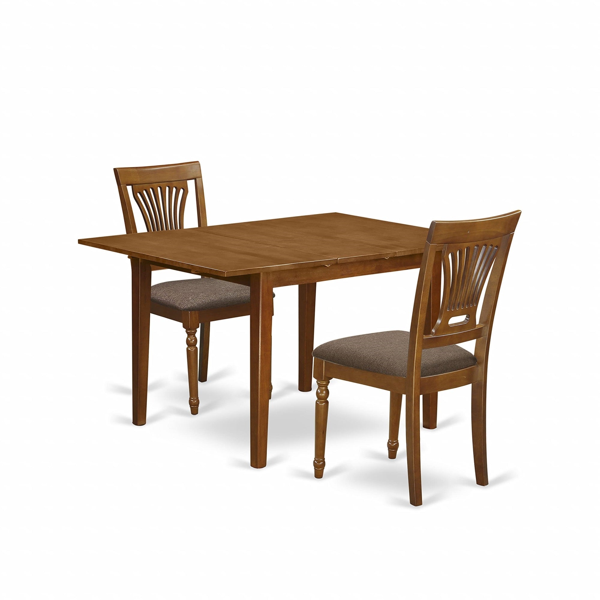 Casafoyer Mlpl3-Sbr-C 3 Piece Dinette Set For Small Spaces Contains A Rectangle Dining Table With  Leaf And 2 Linen Fabric Upholstered Chairs, 36X54 Inch, Saddle Brown