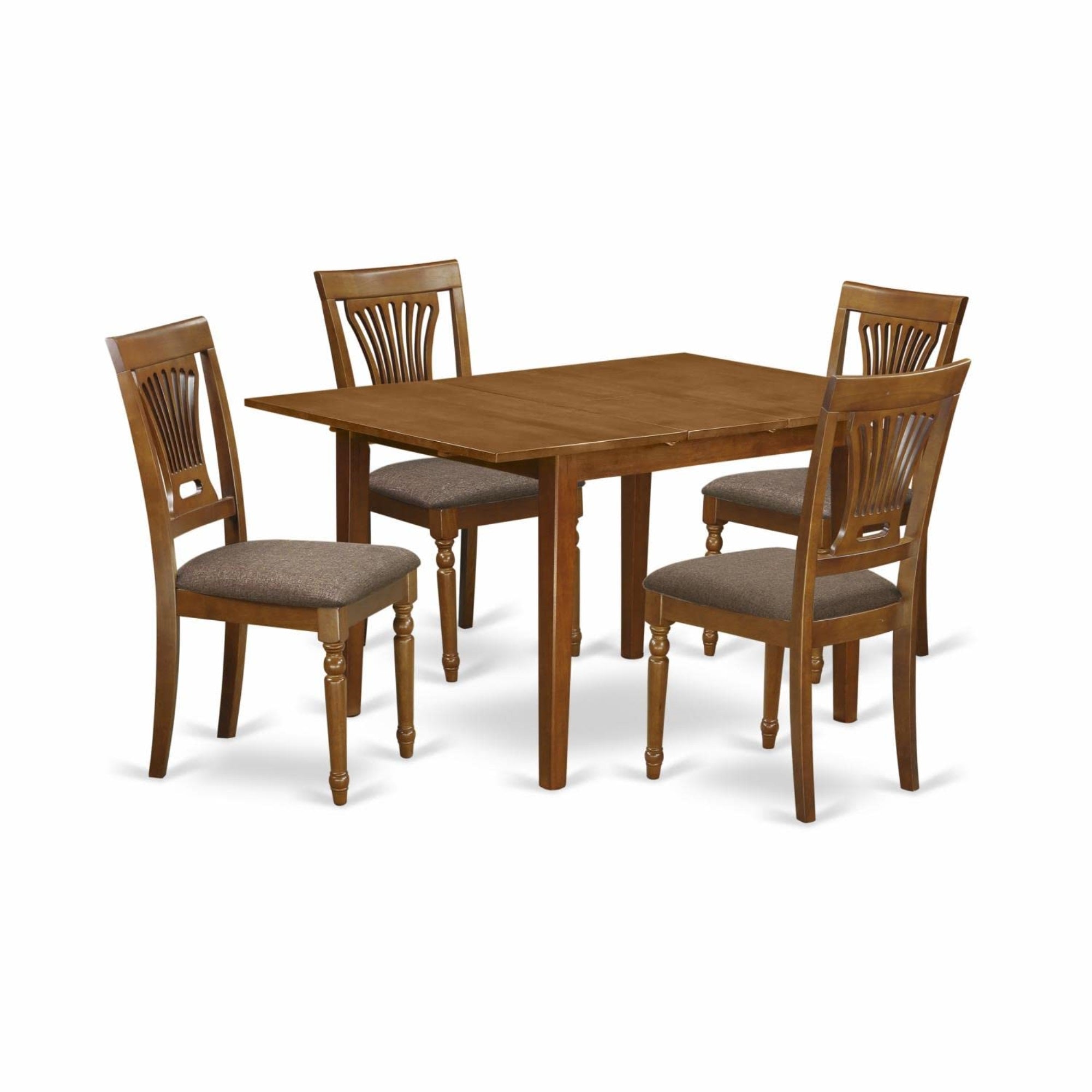 Casafoyer Mlpl5-Sbr-C Milan 5 Piece Set Includes A Rectangle Dining Room Table With  Leaf And 4 Linen Fabric Upholstered Chairs, 36X54 Inch