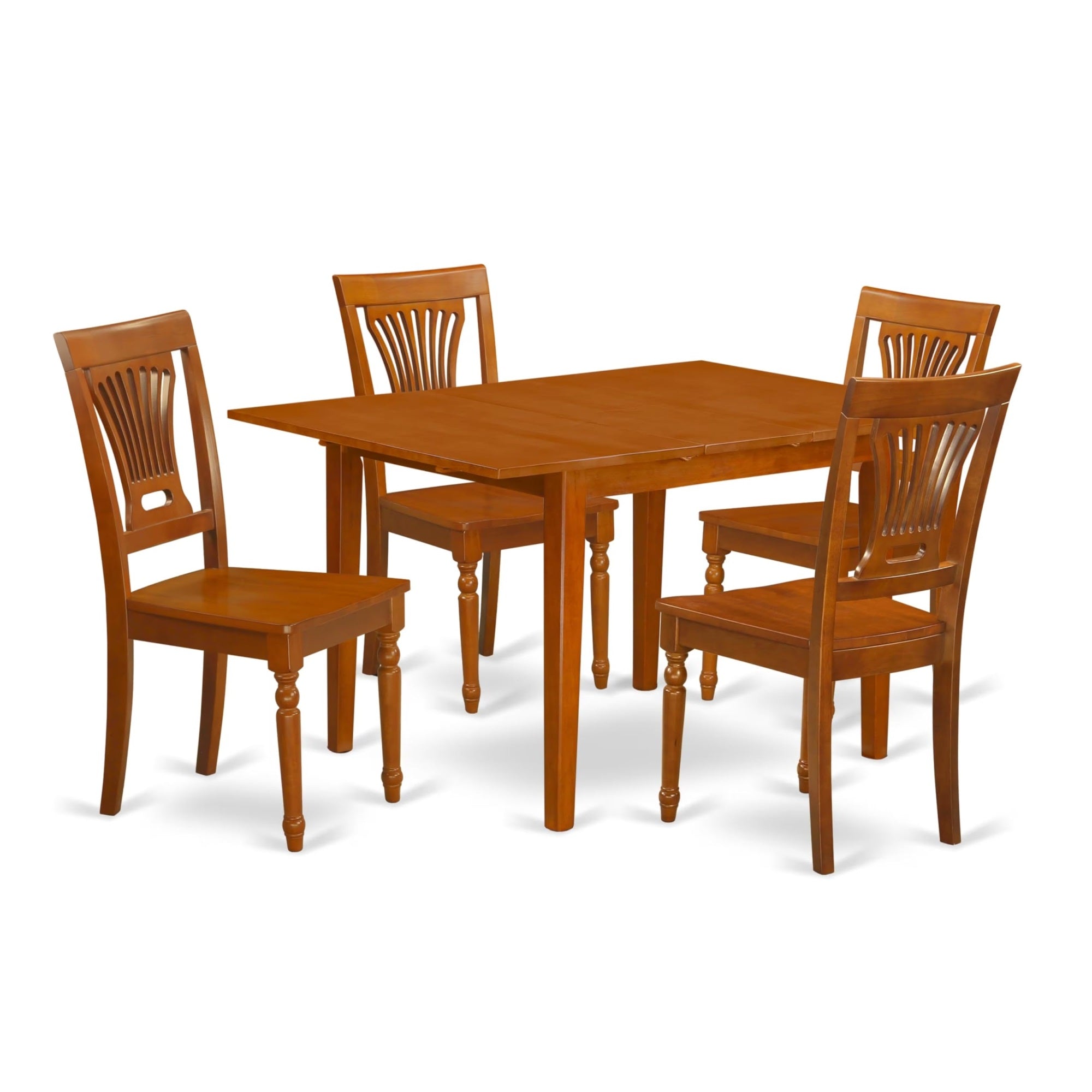 Casafoyer Mlpl5-Sbr-W 5 Piece Dining Room Furniture Set Includes A Rectangle Kitchen Table With  Leaf And 4 Dining Chairs, 36X54 Inch, Saddle Brown