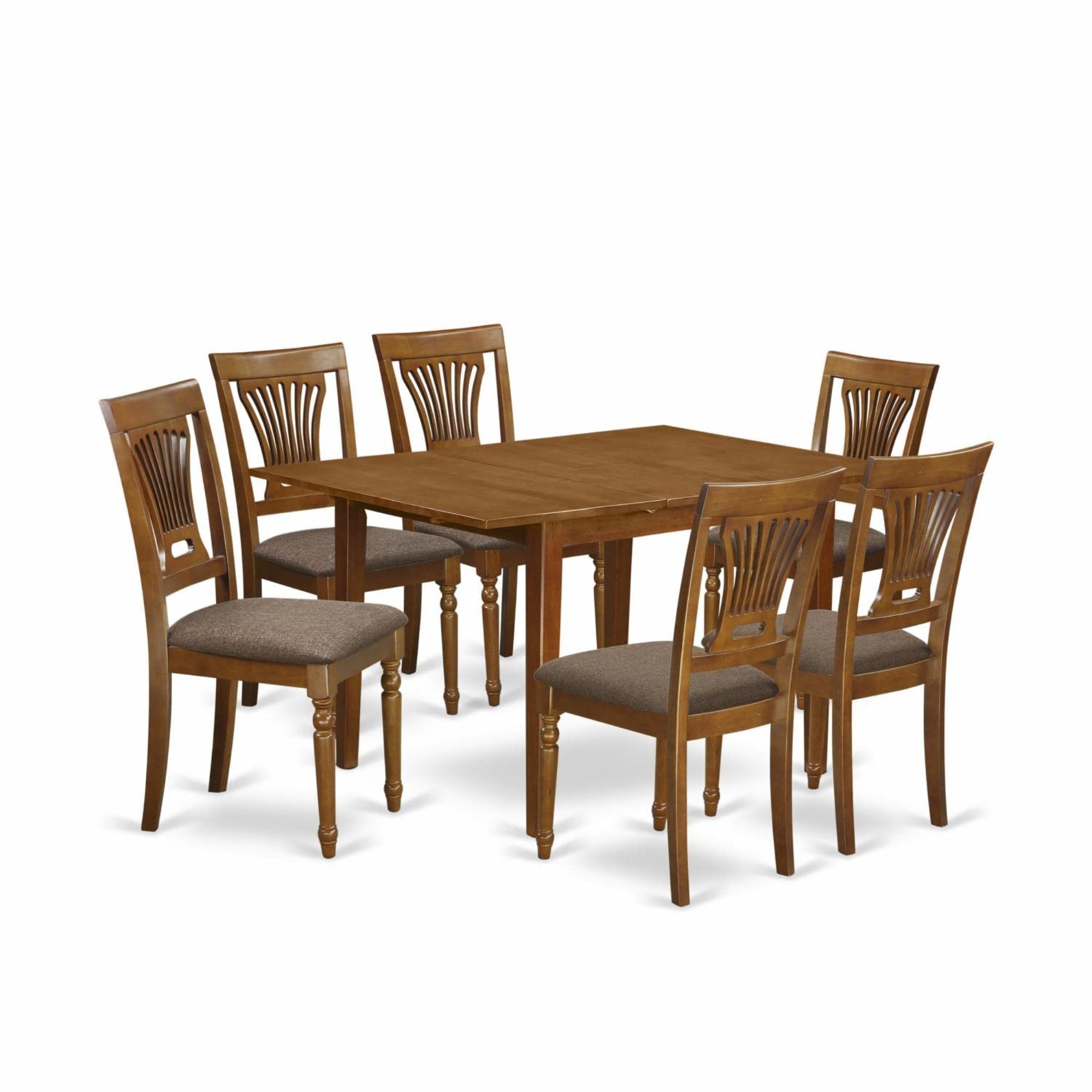 Casafoyer Mlpl7-Sbr-C Milan 7 Piece Dining Room Furniture Set Consist Of A Rectangle Kitchen Table With  Leaf And 6 Linen Fabric Upholstered Chairs, 36X54 Inch