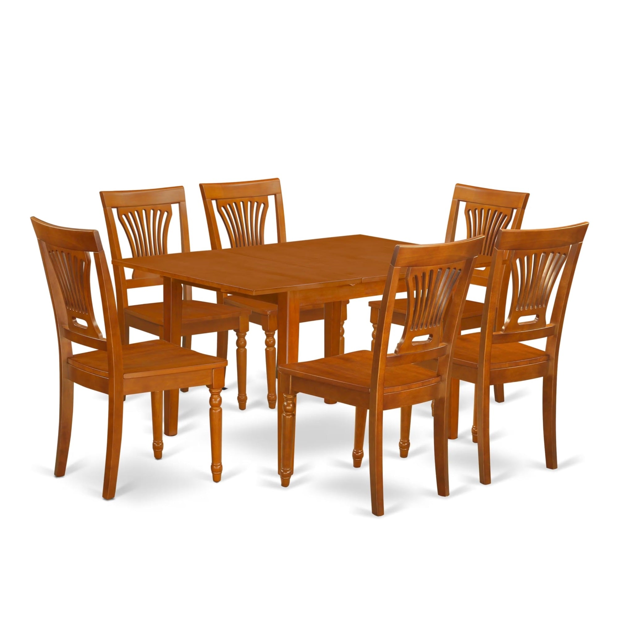 Casafoyer Mlpl7-Sbr-W Milan 7 Piece Kitchen Set Consist Of A Rectangle Dining Room Table With  Leaf And 6 Solid Wood Seat Chairs, 36X54 Inch