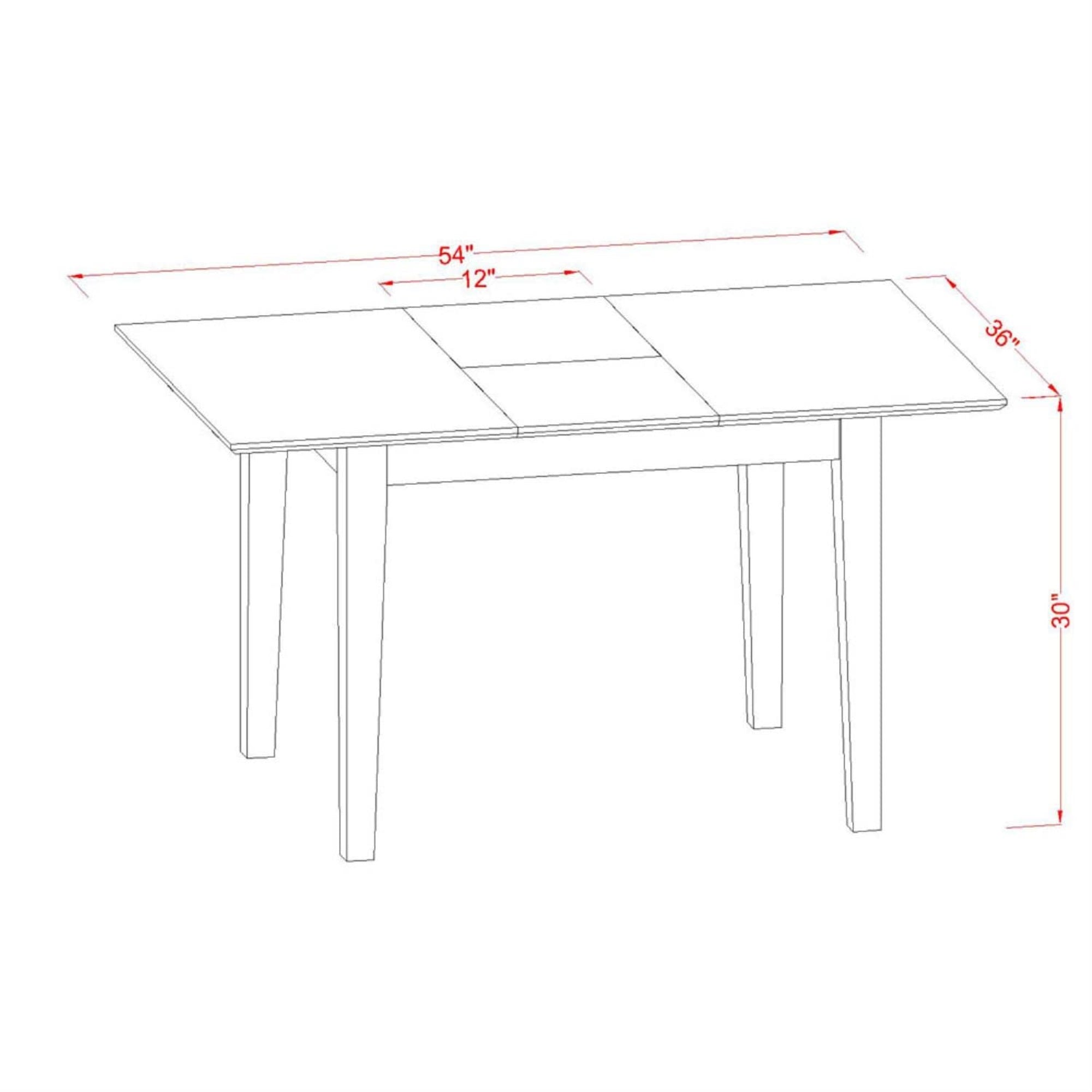 East West Furniture Mlt-Sbr-T Milan Kitchen Dining Rectangle Wooden Table Top With Butterfly Leaf, 36X54 Inch, Saddle Brown