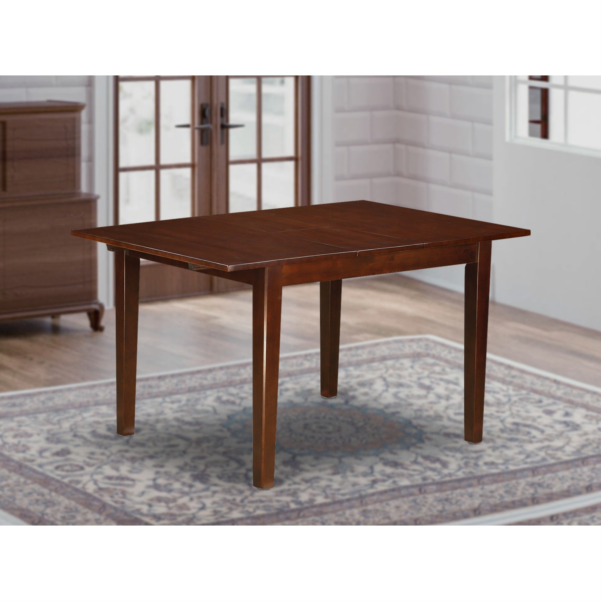 Ergode Mlve5-Mah-47 Dining Set - 4 Parson Chairs In Light Sable With Linen Fabric, Mahogany Finish Table. Sturdy, Easy To Assemble & Move.